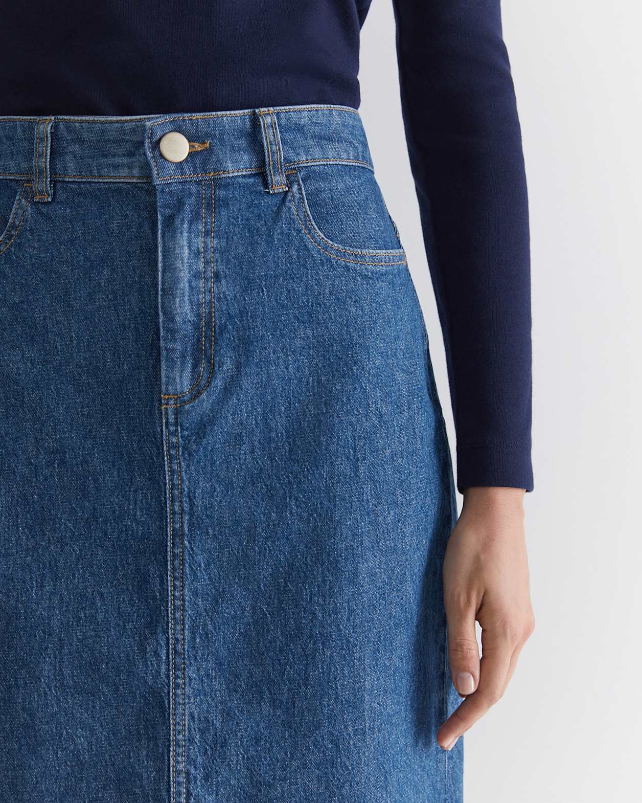 Brodie Denim Skirt in MID WASH