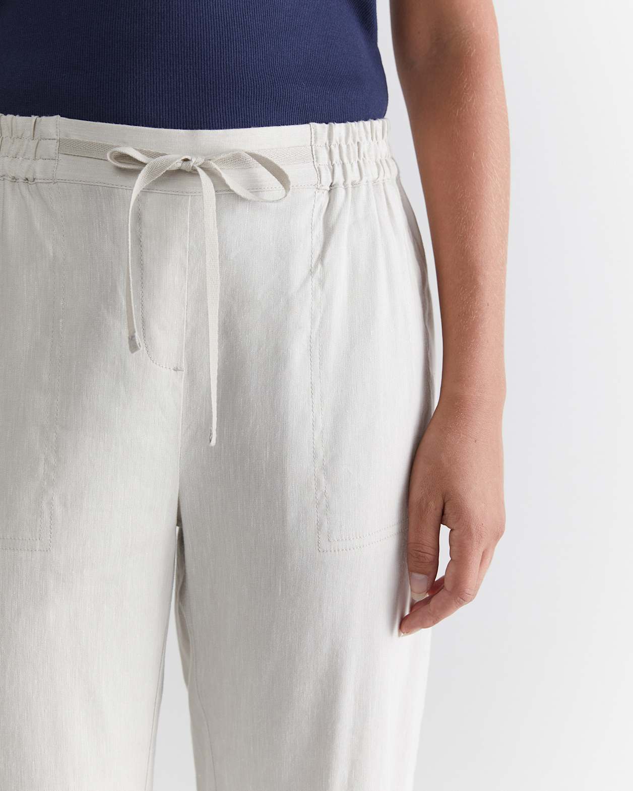 Rosa Crop Linen Pant in NATURAL