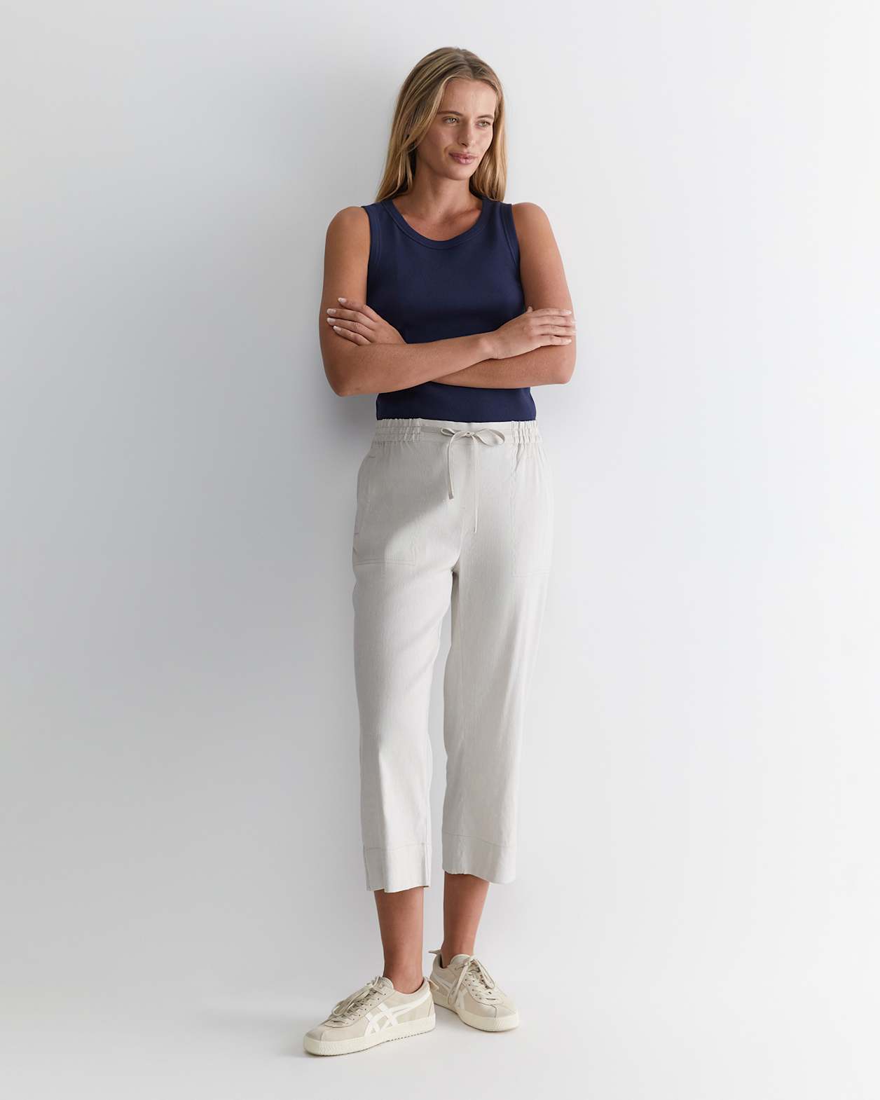 Rosa Crop Linen Pant in NATURAL
