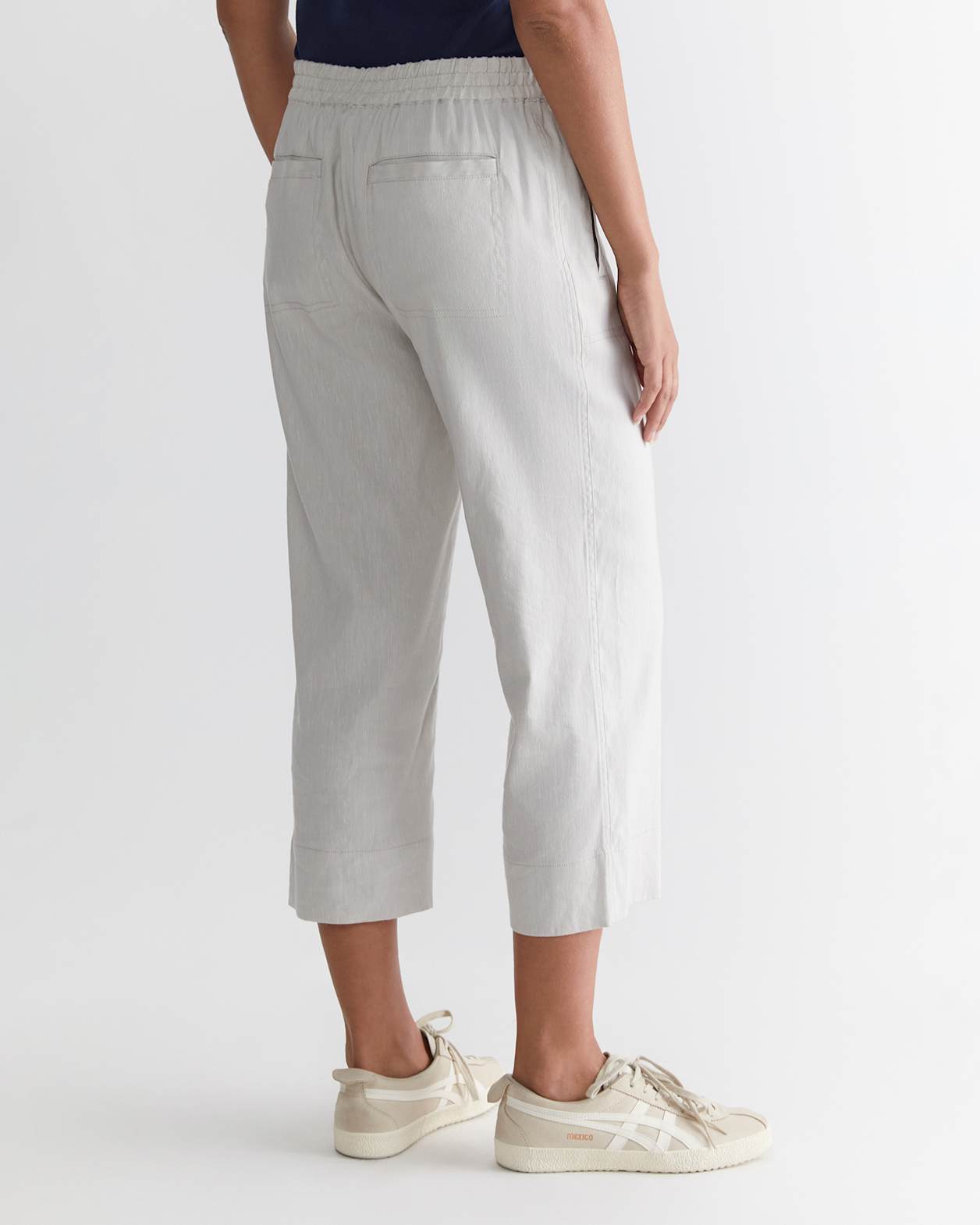 Rosa Crop Linen Pant in NATURAL