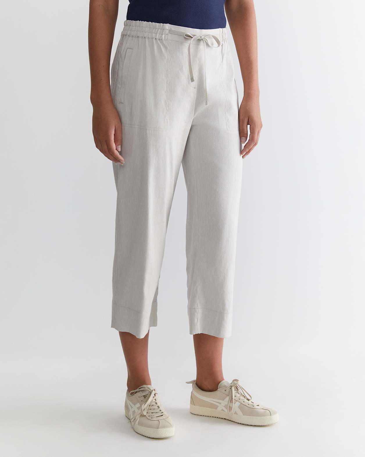 Rosa Crop Linen Pant in NATURAL