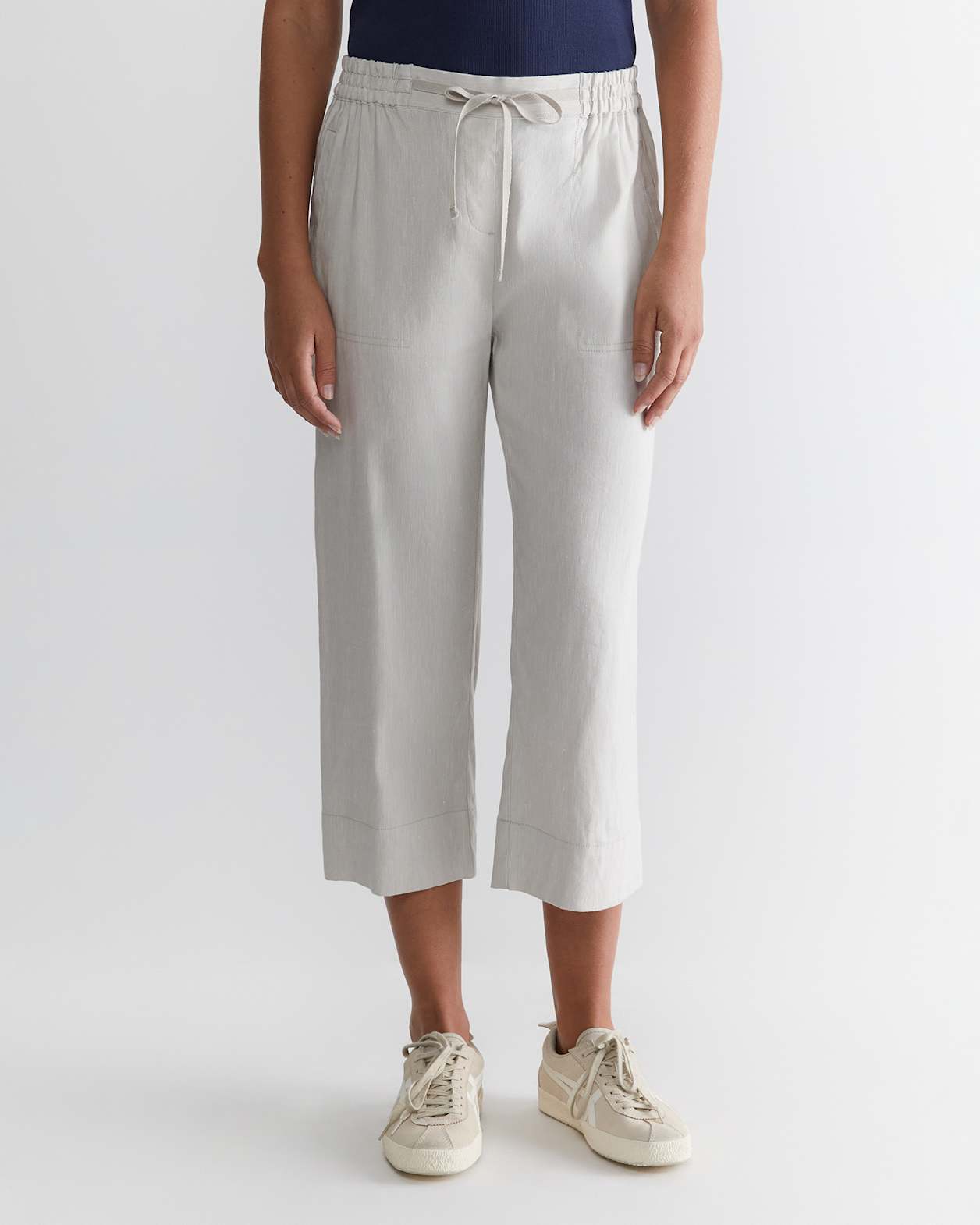 Rosa Crop Linen Pant in NATURAL