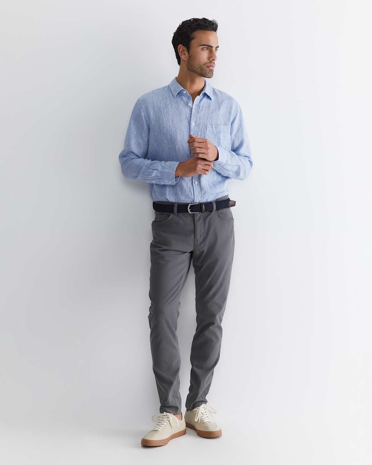 Long Sleeve Linen Shirt in CHAMBRAY