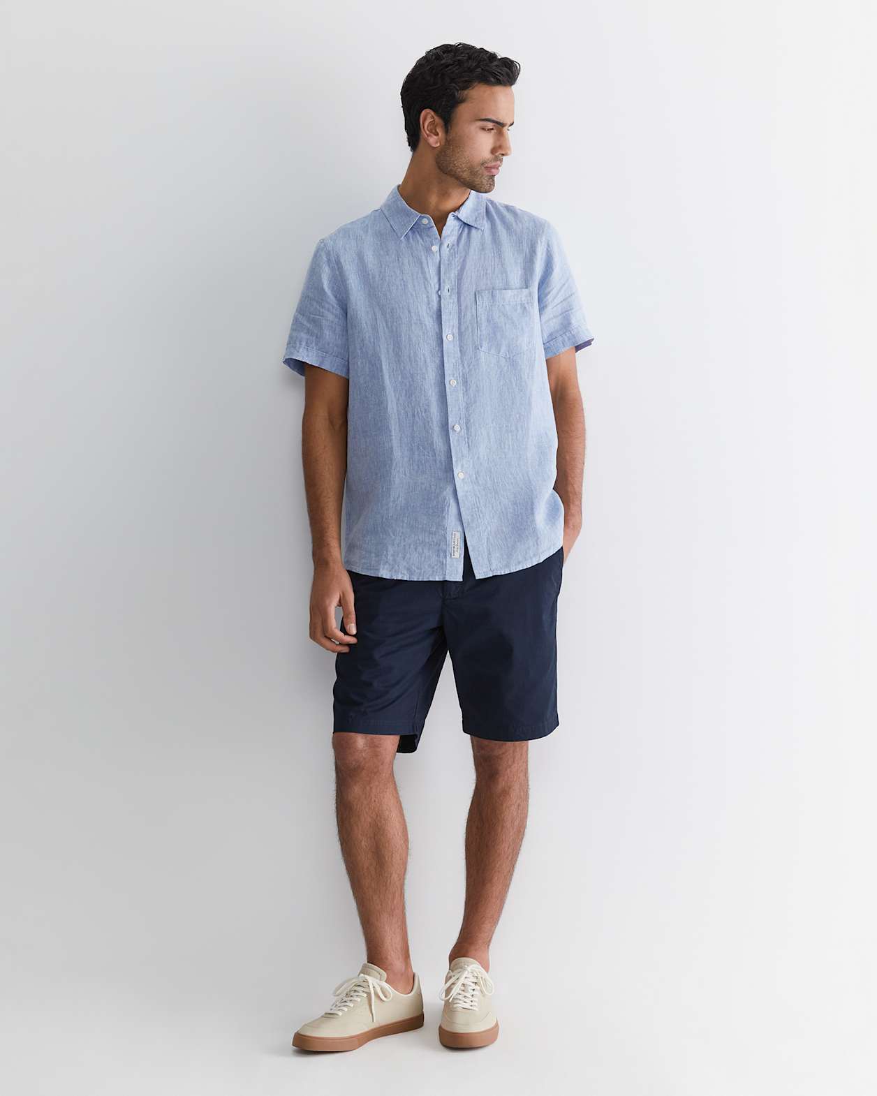 Short Sleeve Linen Shirt in CHAMBRAY