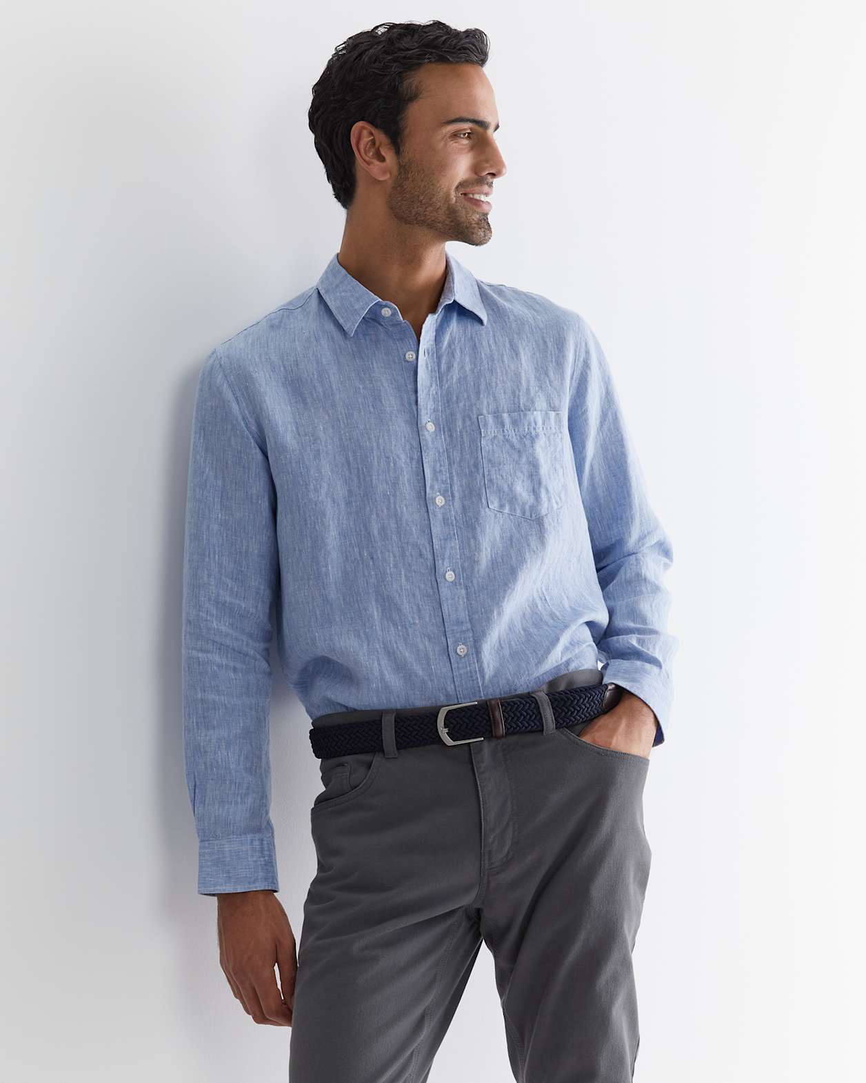 Long Sleeve Linen Shirt in CHAMBRAY