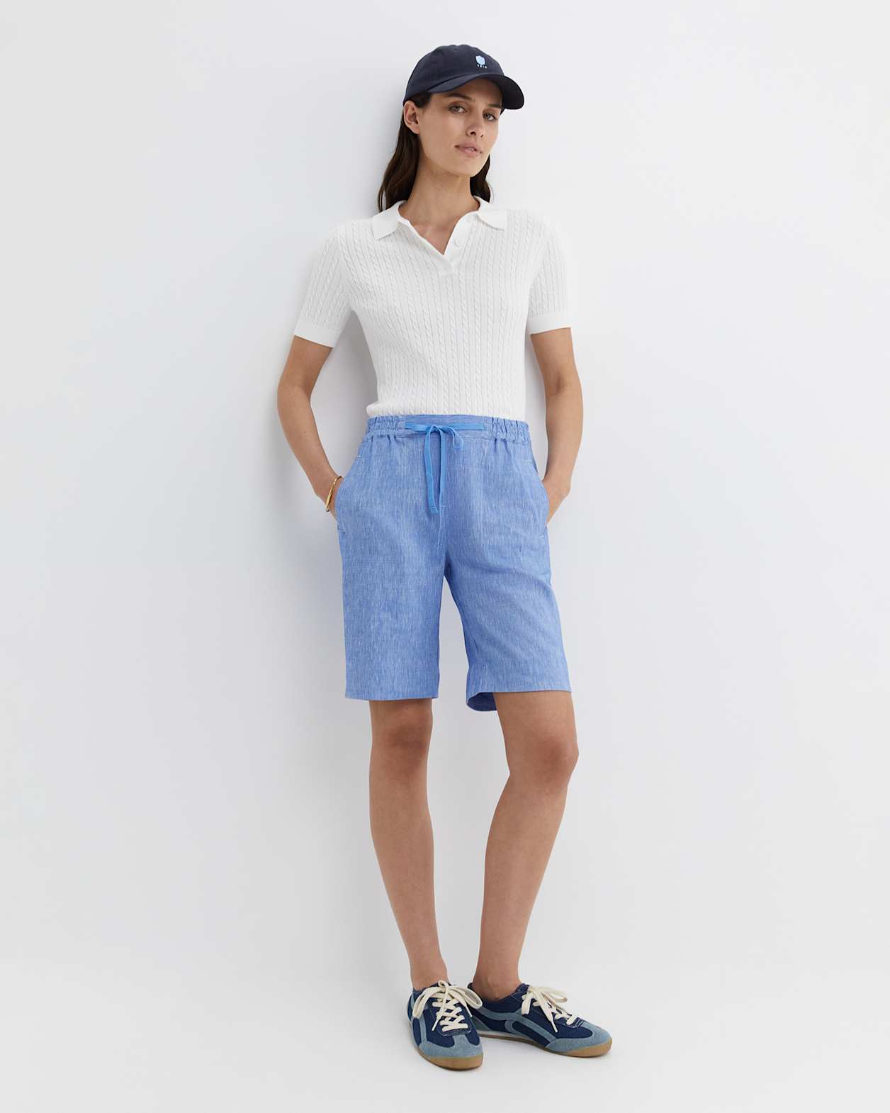 Rosa Linen Short in CERULEAN