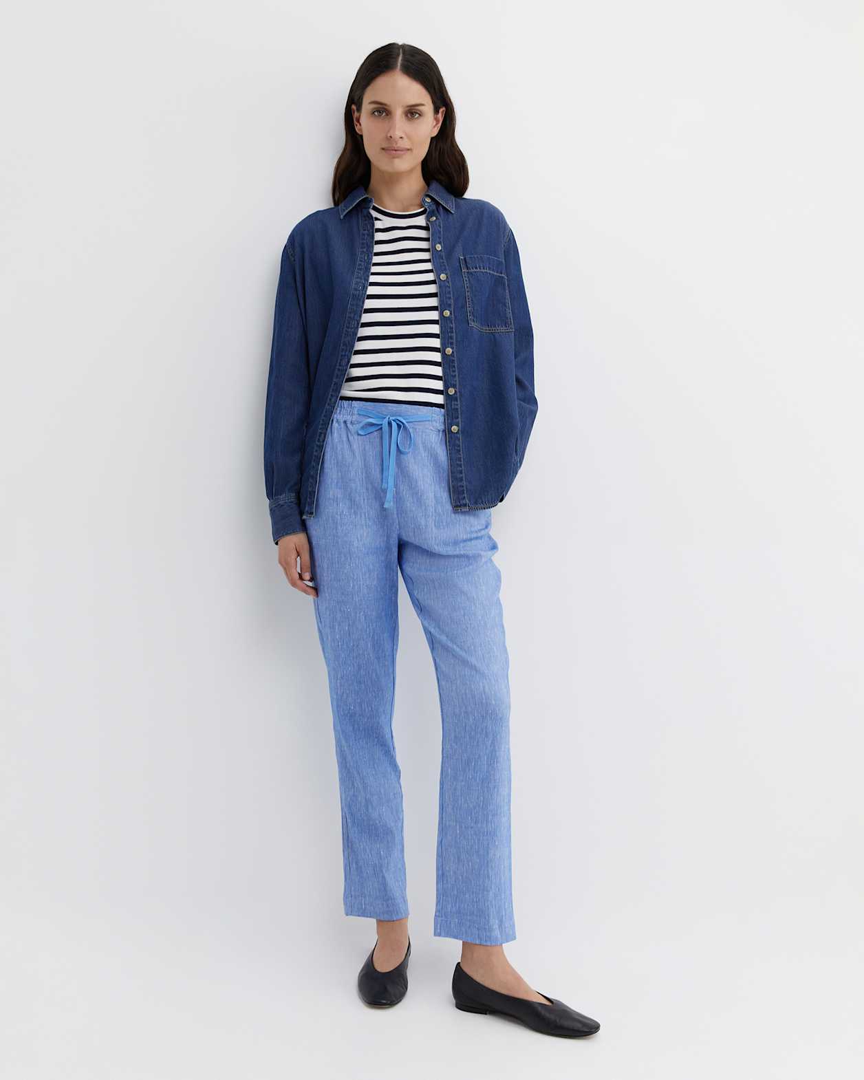Rosa Linen Pant in CERULEAN