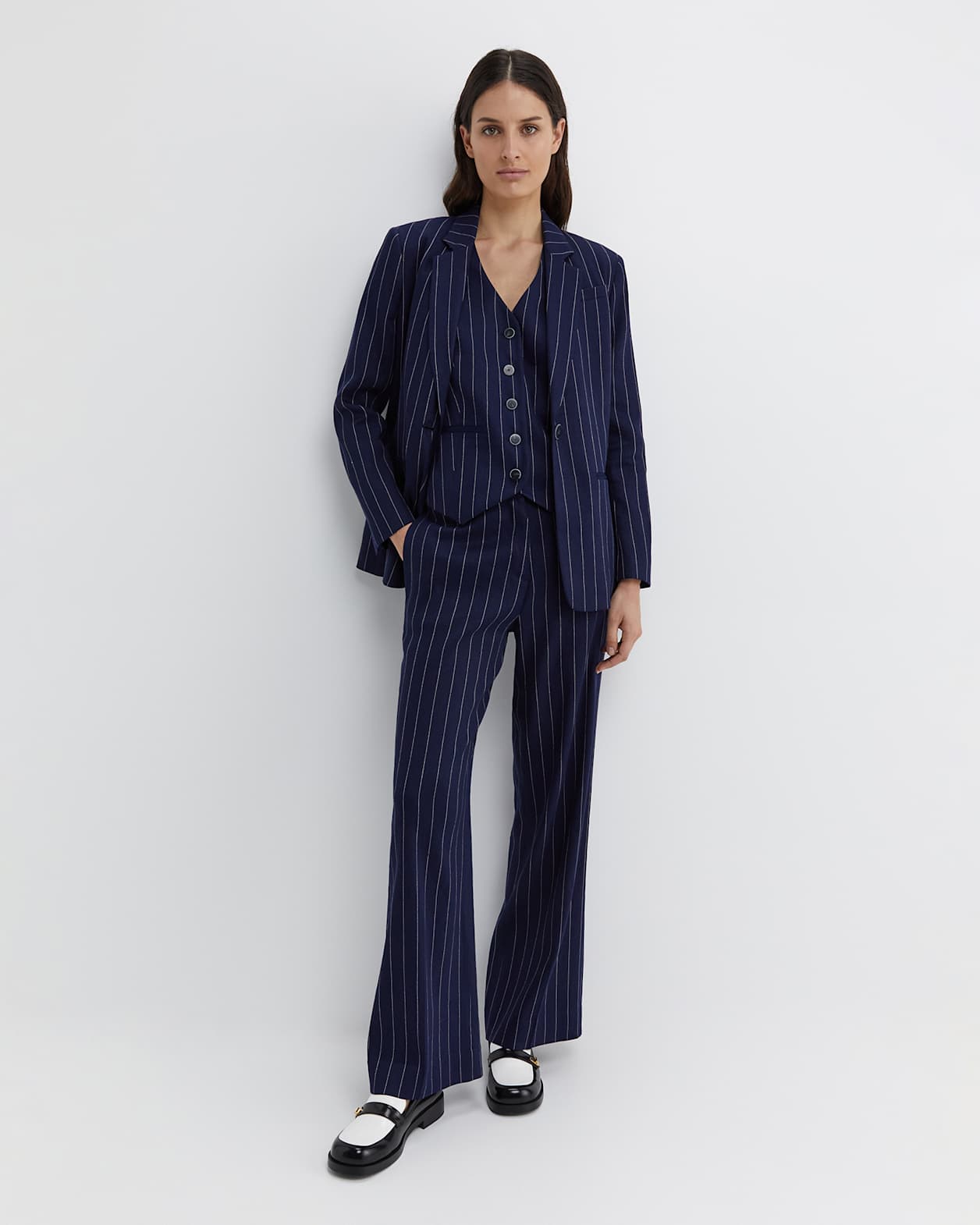 Brianne Stripe Blazer in NAVY/WHITE
