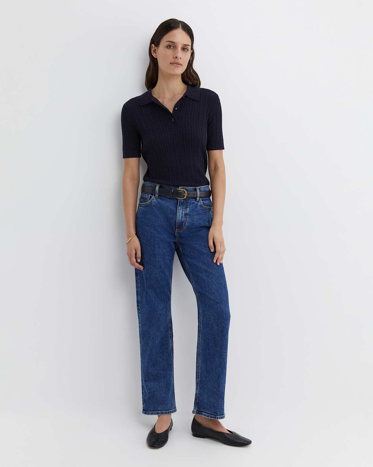 Elka Cable Polo in NAVY