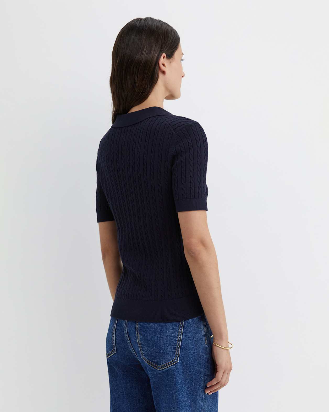 Elka Cable Polo in NAVY