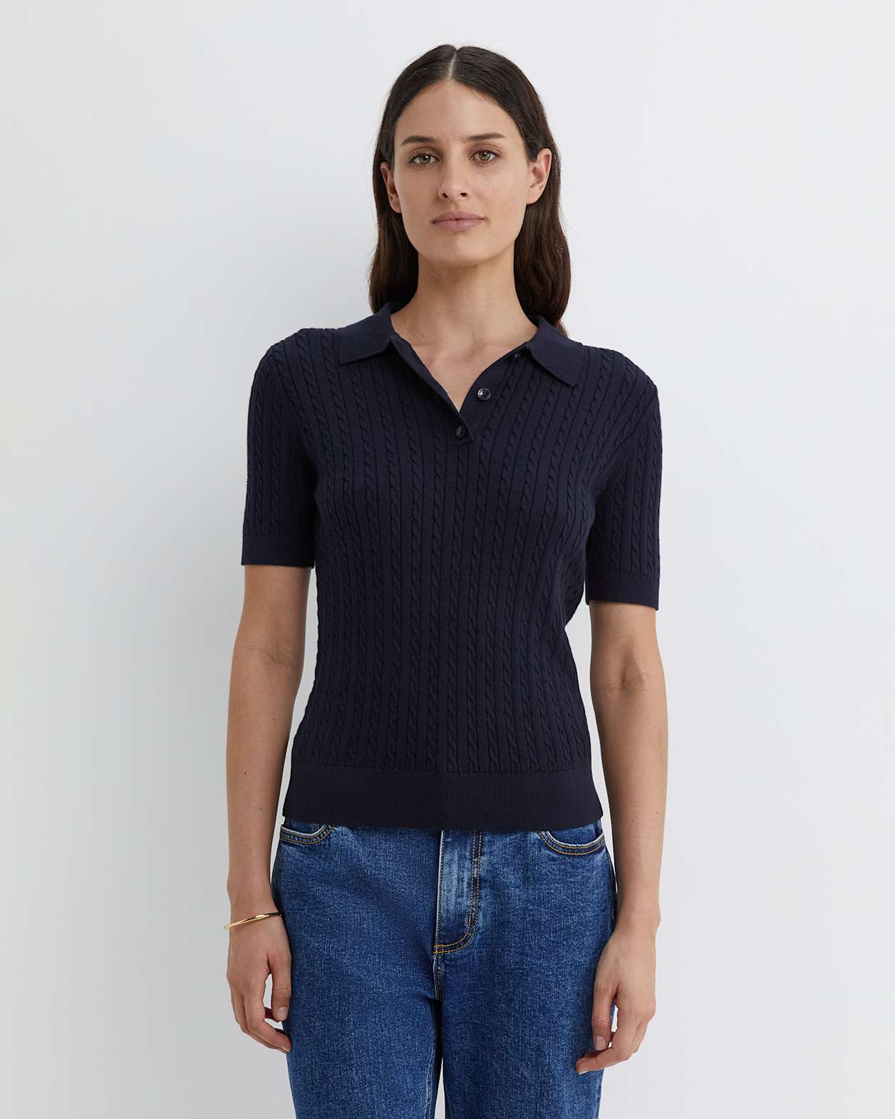 Elka Cable Polo in NAVY