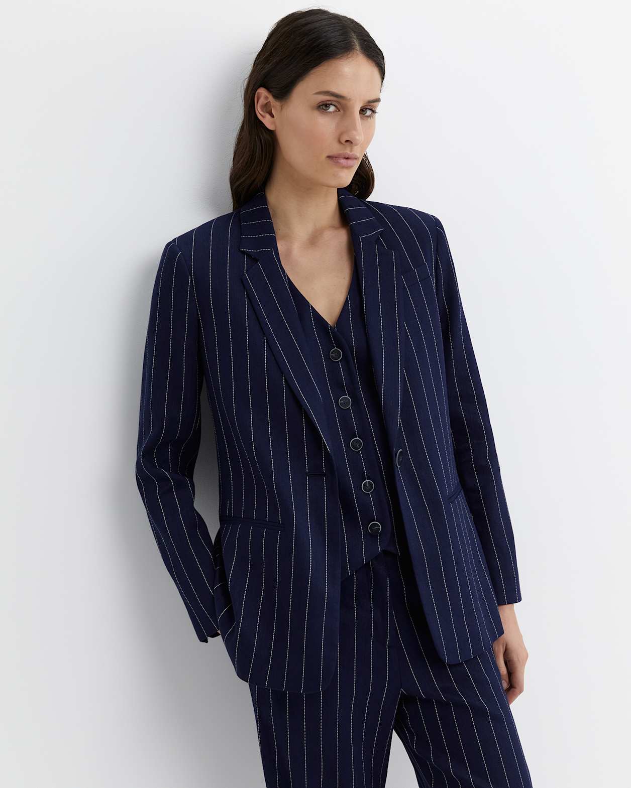 Brianne Stripe Blazer in NAVY/WHITE