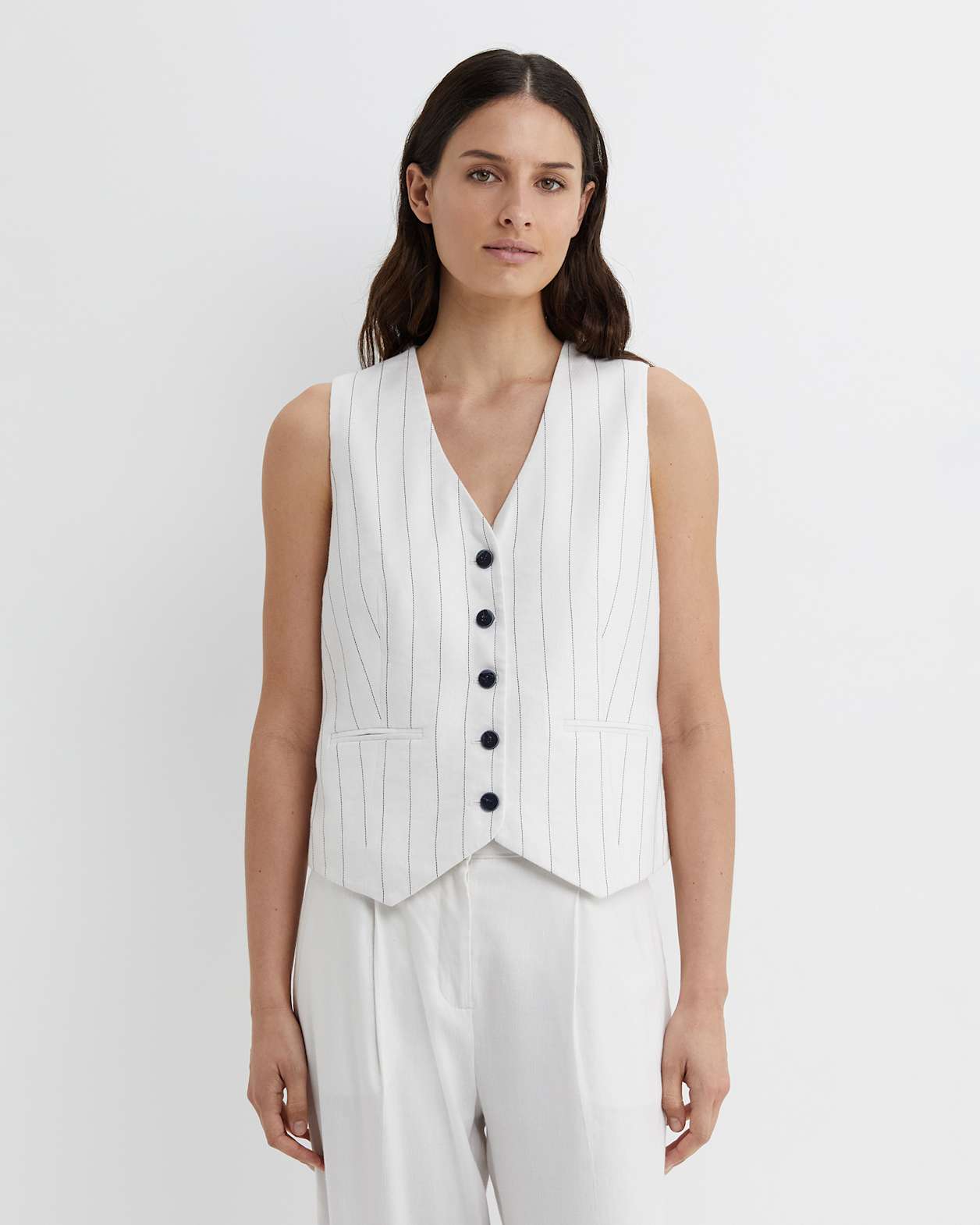 Brianne Stripe Vest in WHITE/NAVY