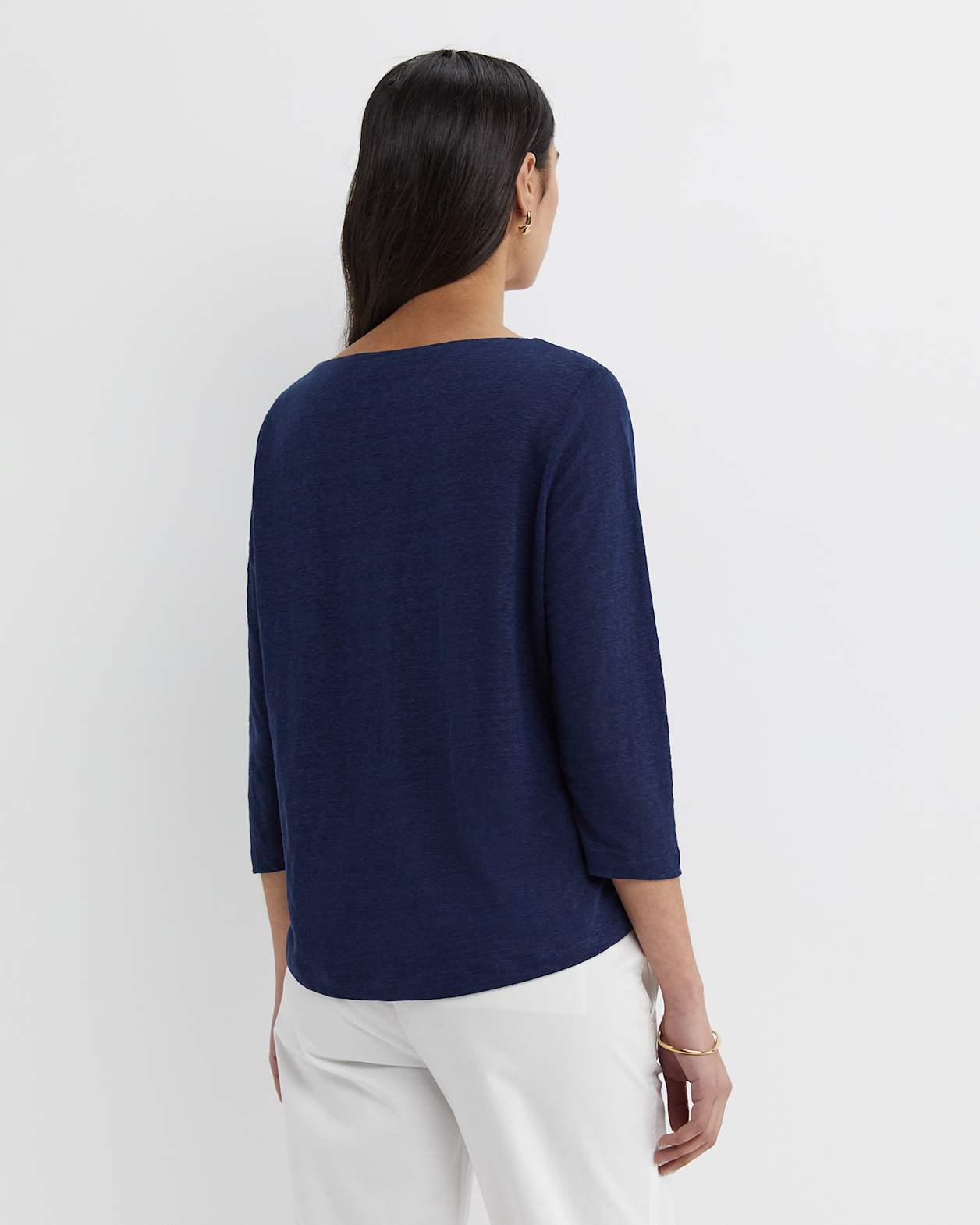 Cecile Linen Top in NAVY