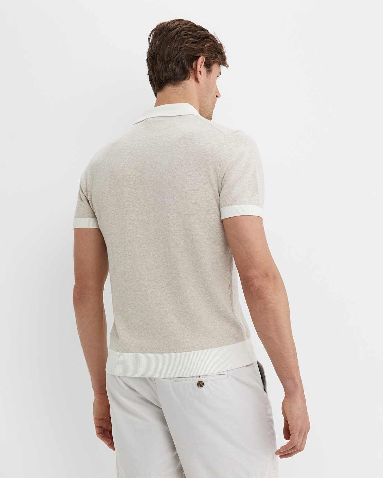 Ellis Knitted Short Sleeve Shirt in NATURAL MELANGE