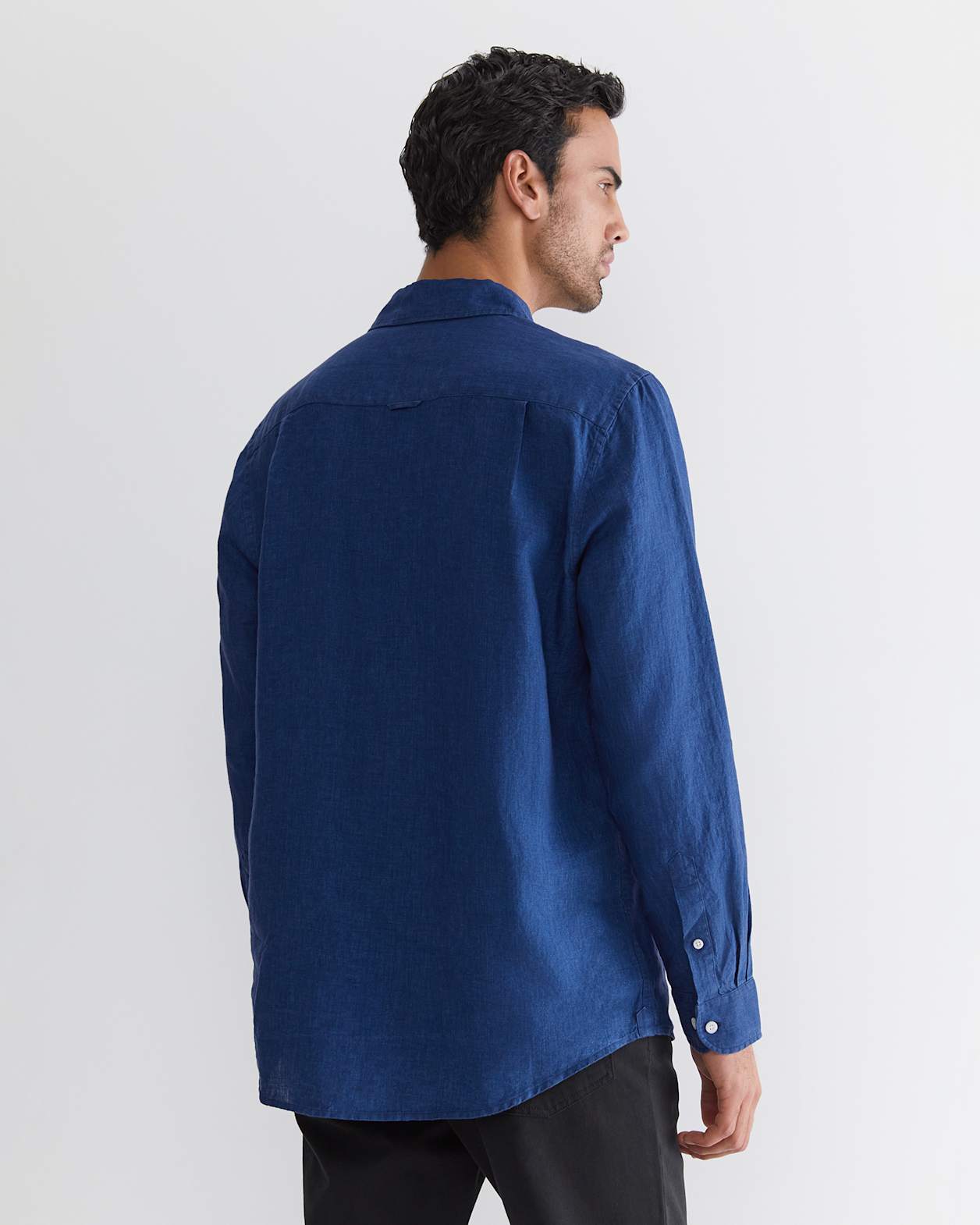 Long Sleeve Linen Shirt in INDIGO