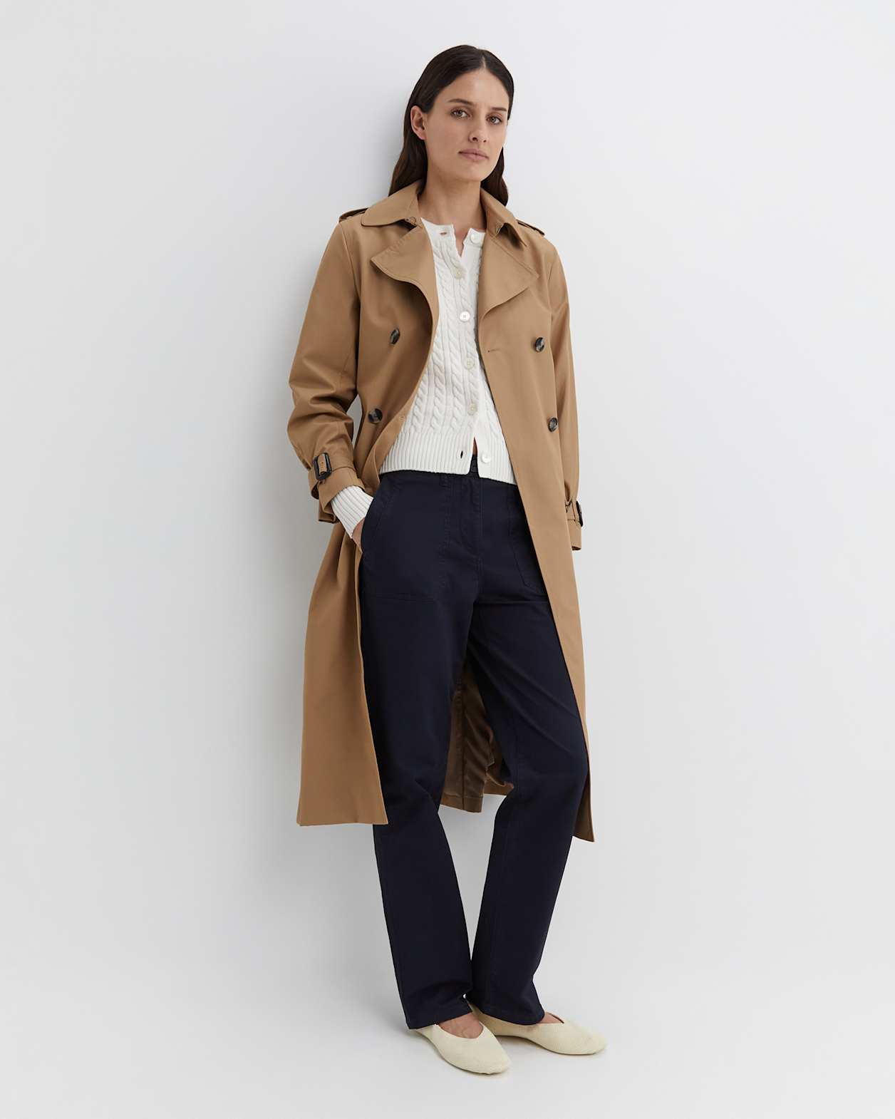 Cable Merino Cotton Cardigan in MILK