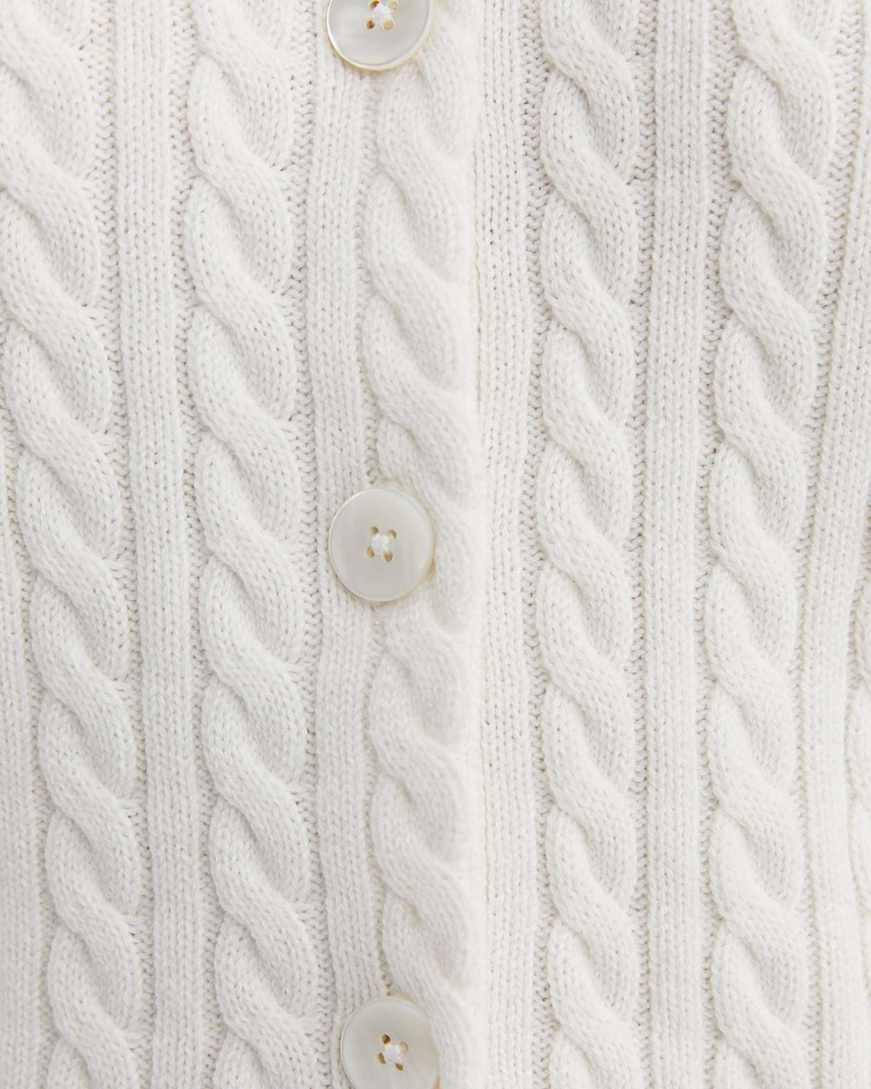 Cable Merino Cotton Cardigan in MILK