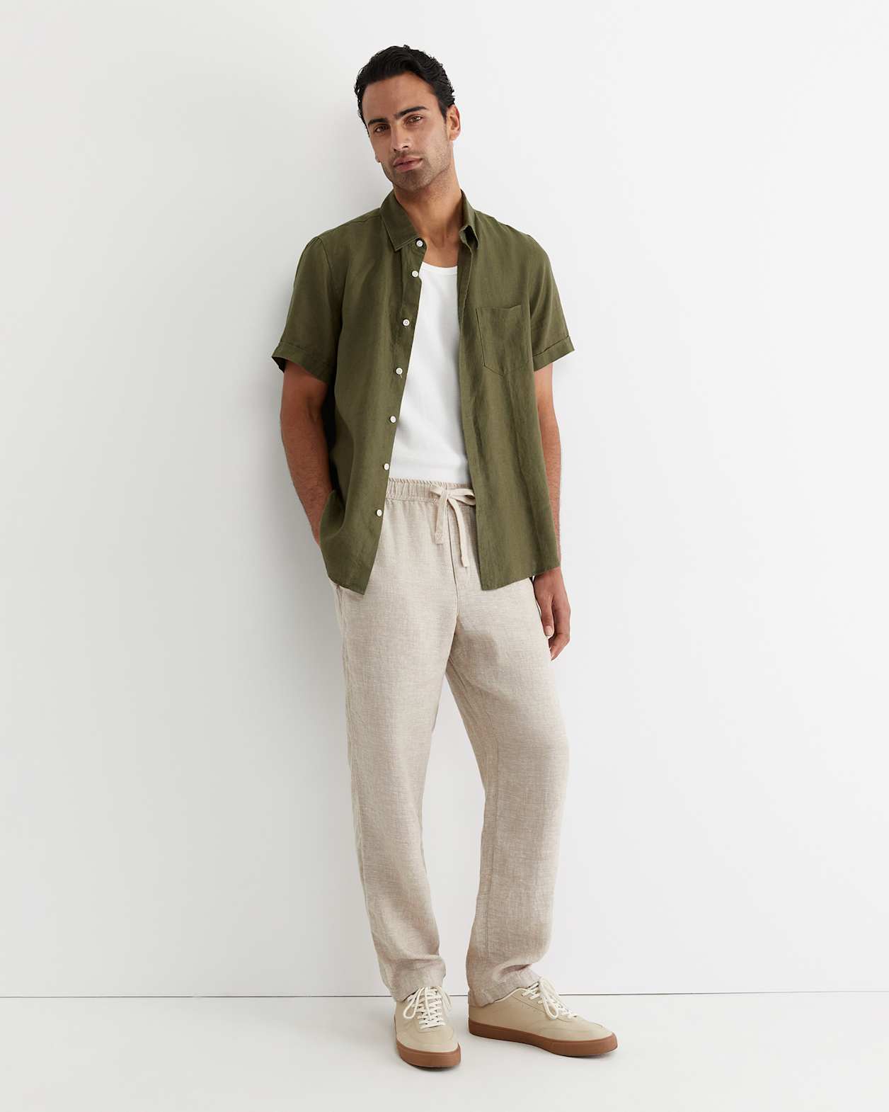 Caffery Yarn Dyed Linen Pant in CAPPUCCINO