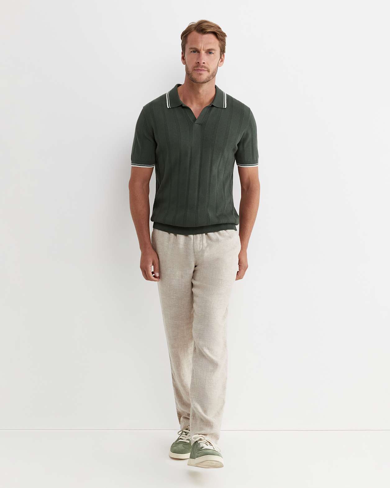 Braddon Knit Polo in FOREST