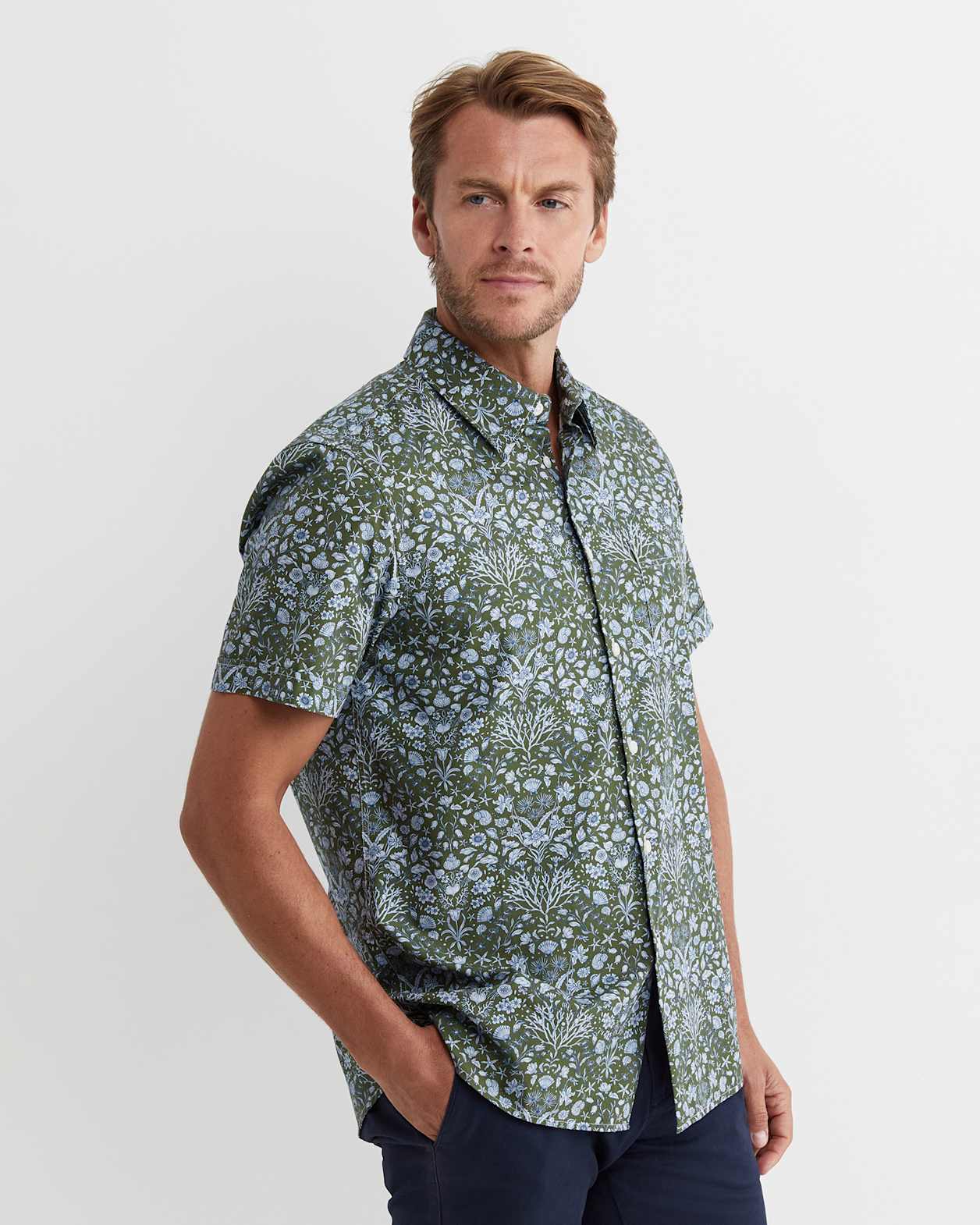 Lex Short Sleeve Liberty Shirt in KHAKI