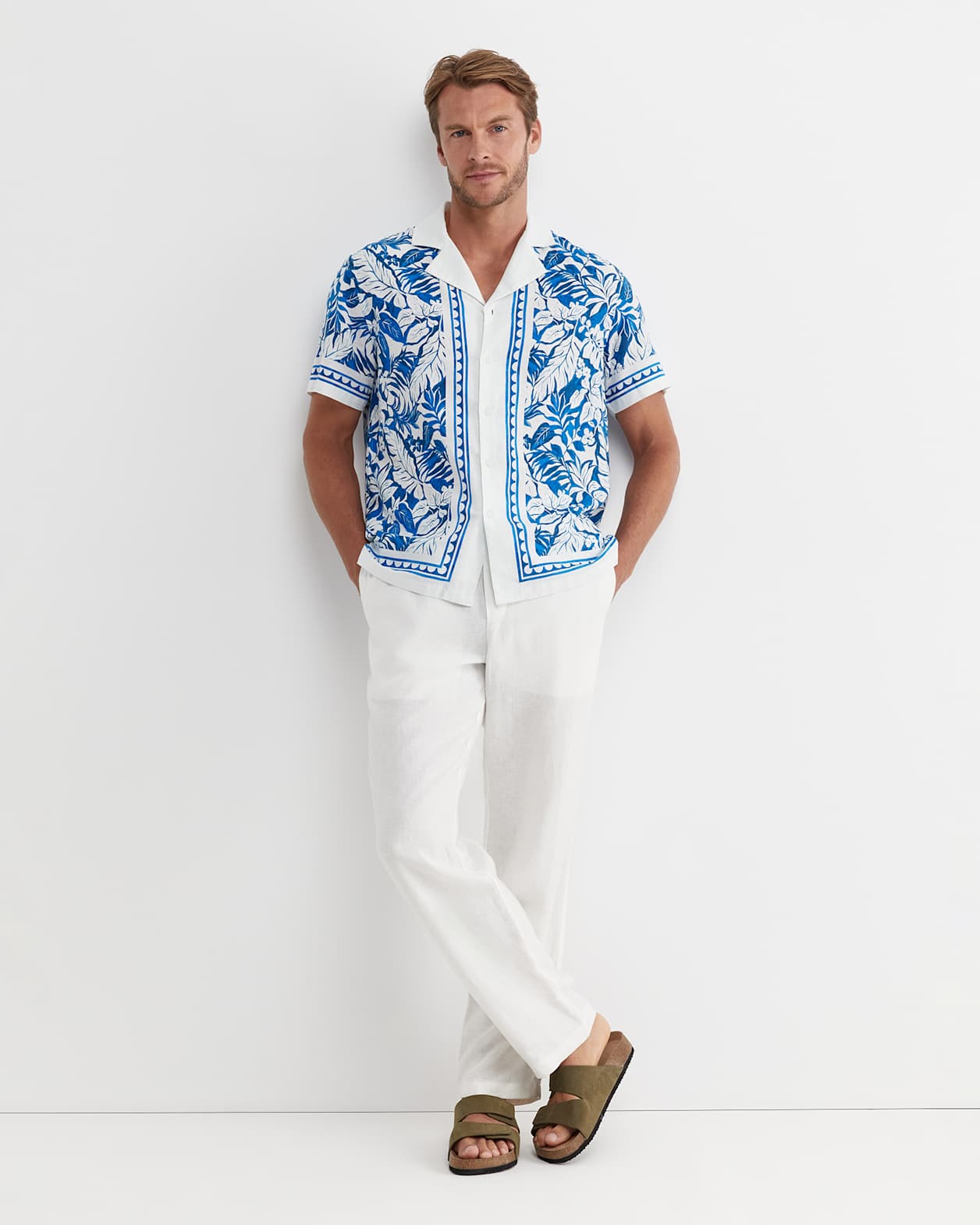 Larsen Short Sleeve Cuban Shirt in COBALT/WHITE