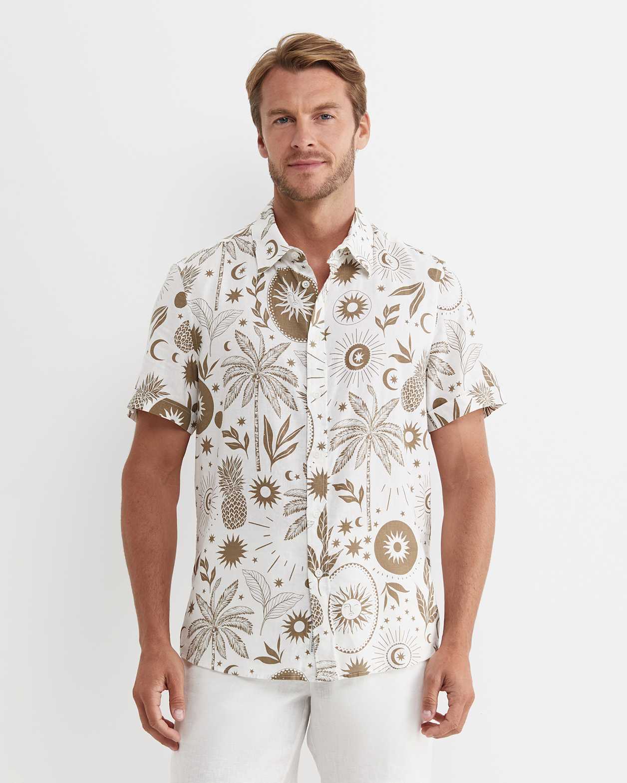 Byron Short Sleeve Shirt in BARLEY