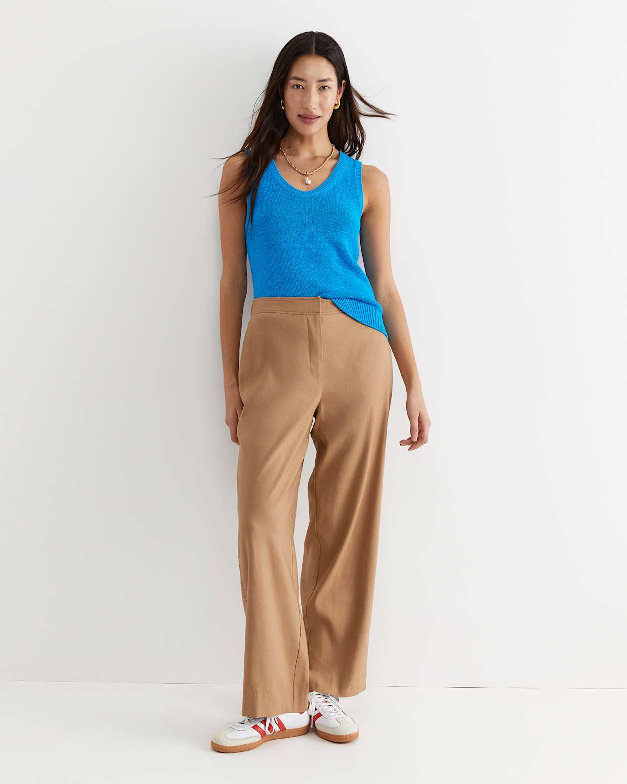 Rosa Wide Leg Linen Pant in TAN