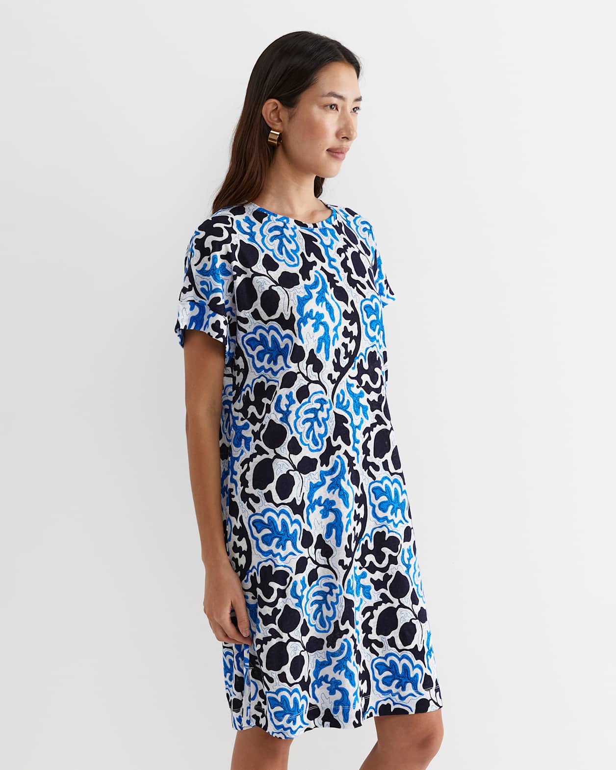 Nur Linen Dress in BLUE MULTI