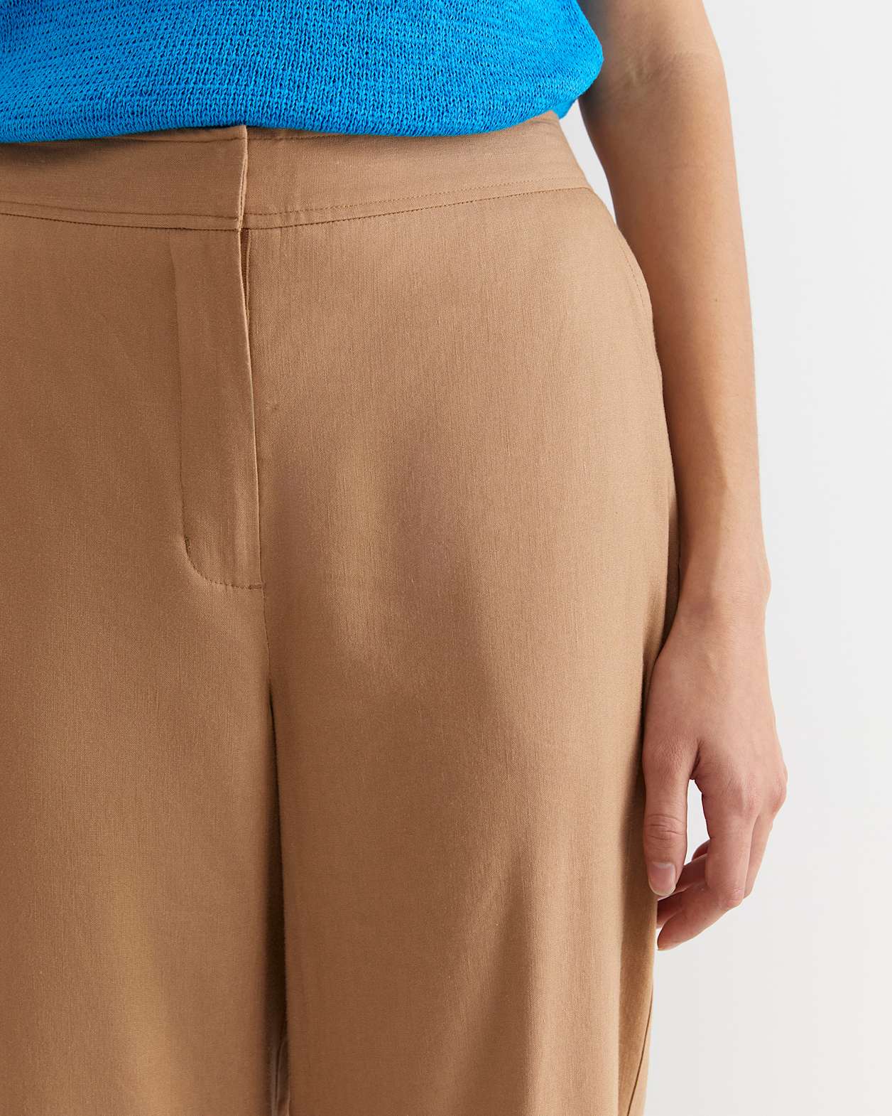 Rosa Wide Leg Linen Pant in TAN