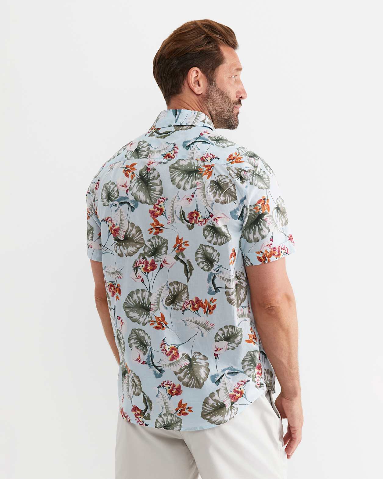 Percy Short Sleeve Cotton Shirt in BLUE MULTI