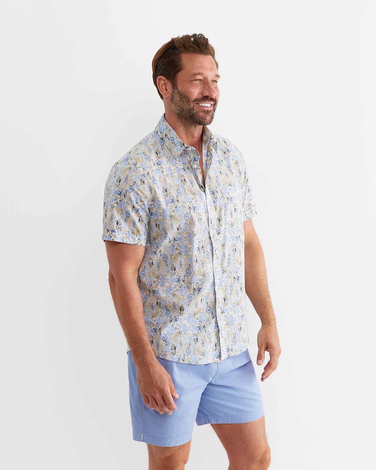 Howley Short Sleeve Cotton Shirt in WHITE/MULTI