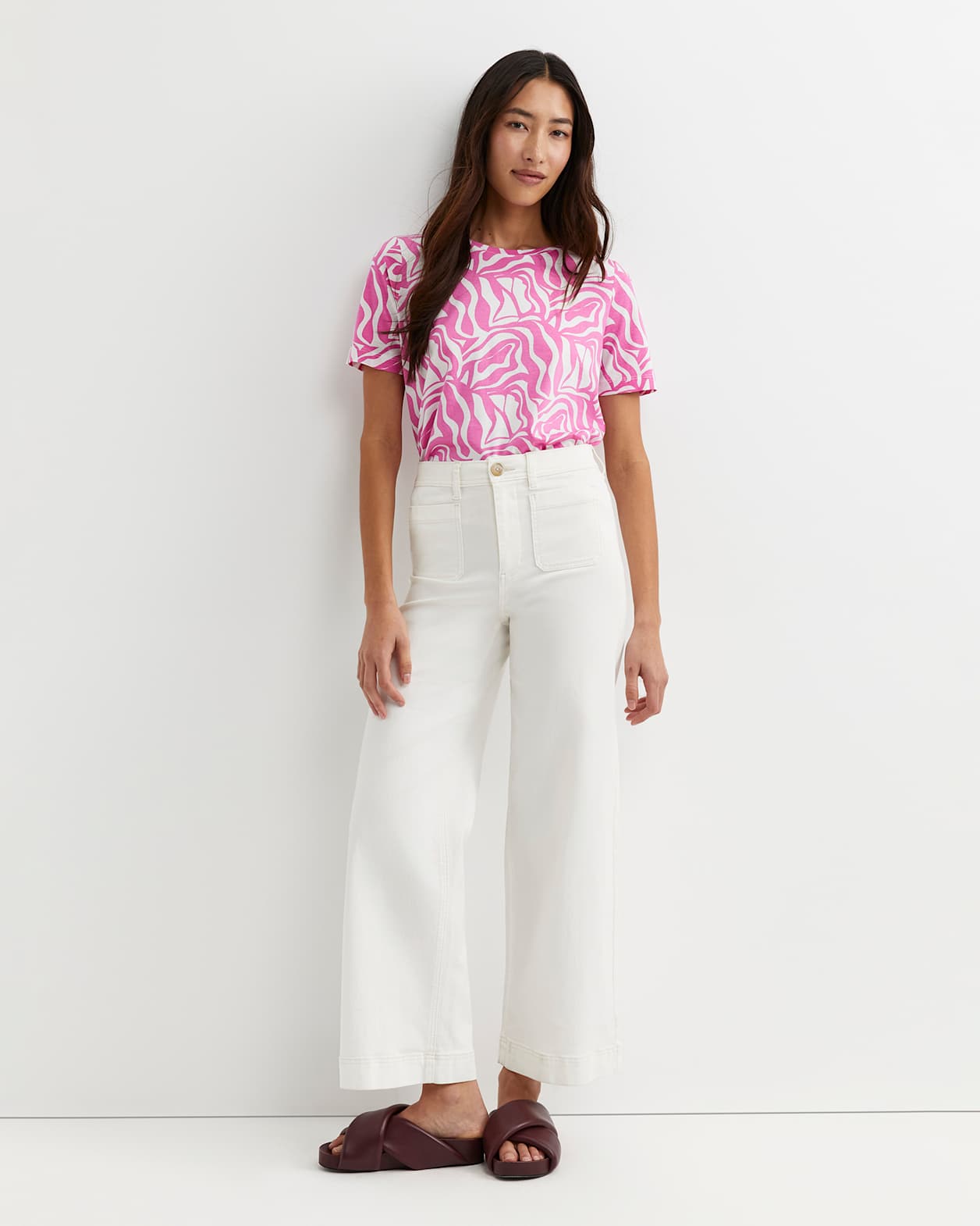 Zola Short Sleeve Mercerised Tee in PINK/WHITE