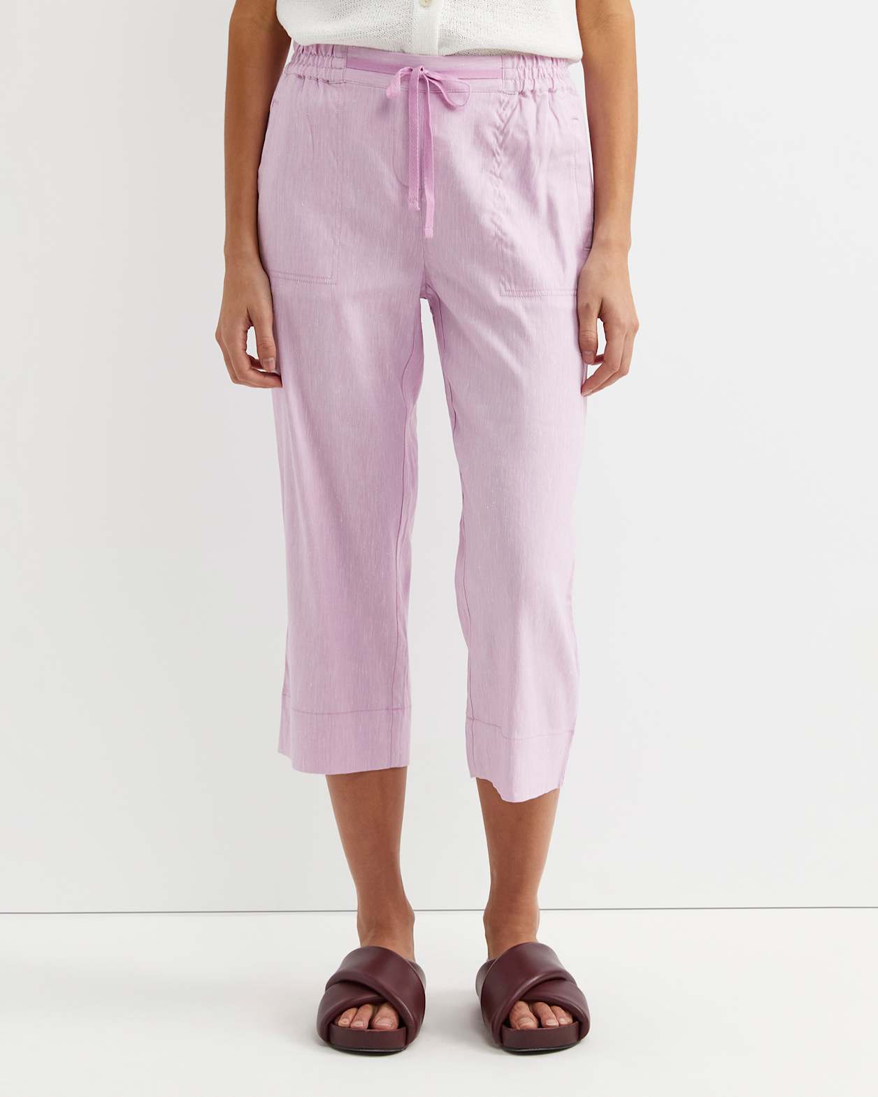 Rosa Crop Linen Pant in ORCHID