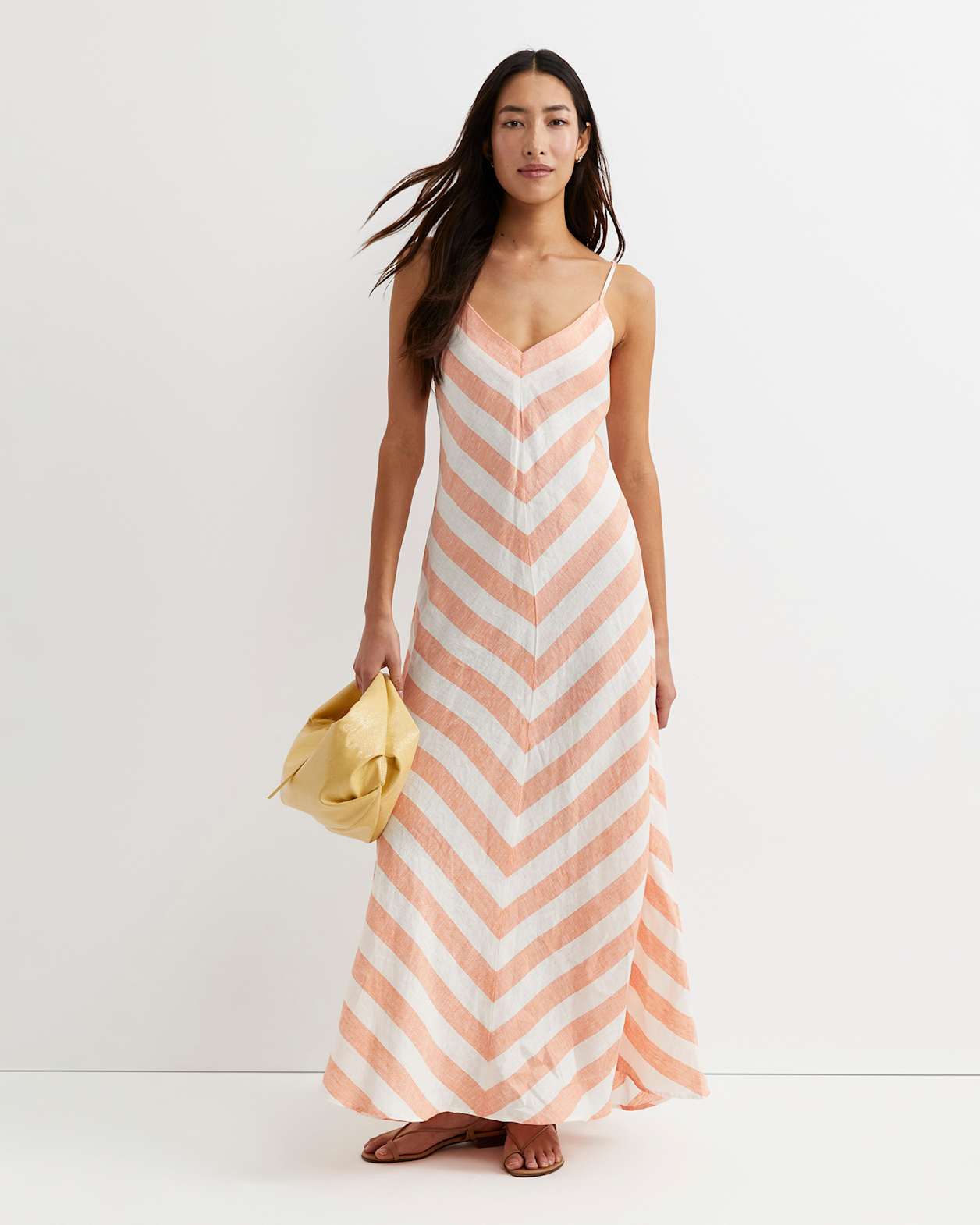 Callie Stripe Slip Dress in ORANGE/WHITE