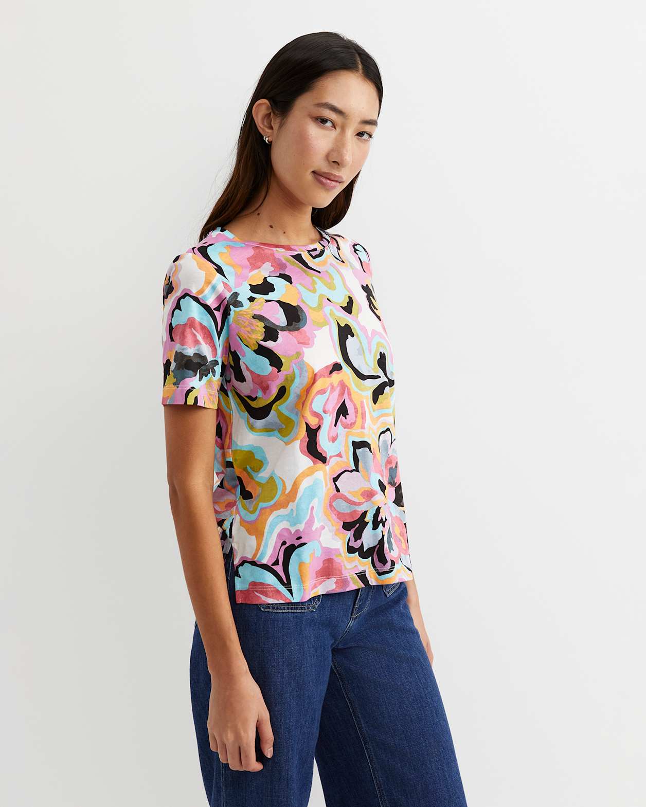 Fiola Short Sleeve Mercerised Tee in MULTI