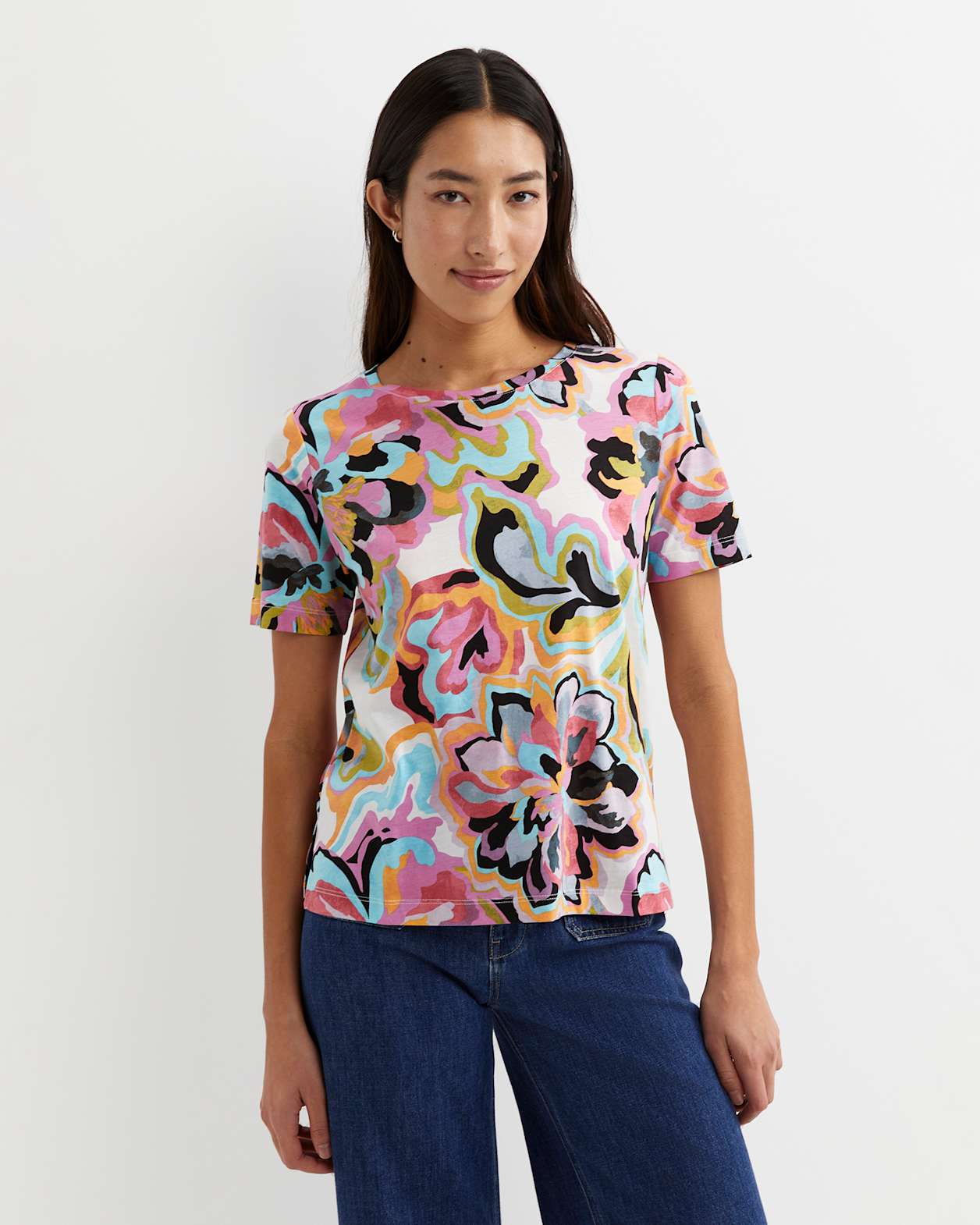 Fiola Short Sleeve Mercerised Tee in MULTI