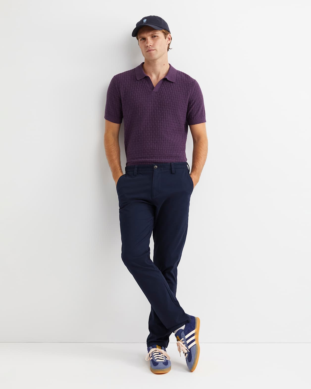 Bryant Knitted Polo in DARK PURPLE
