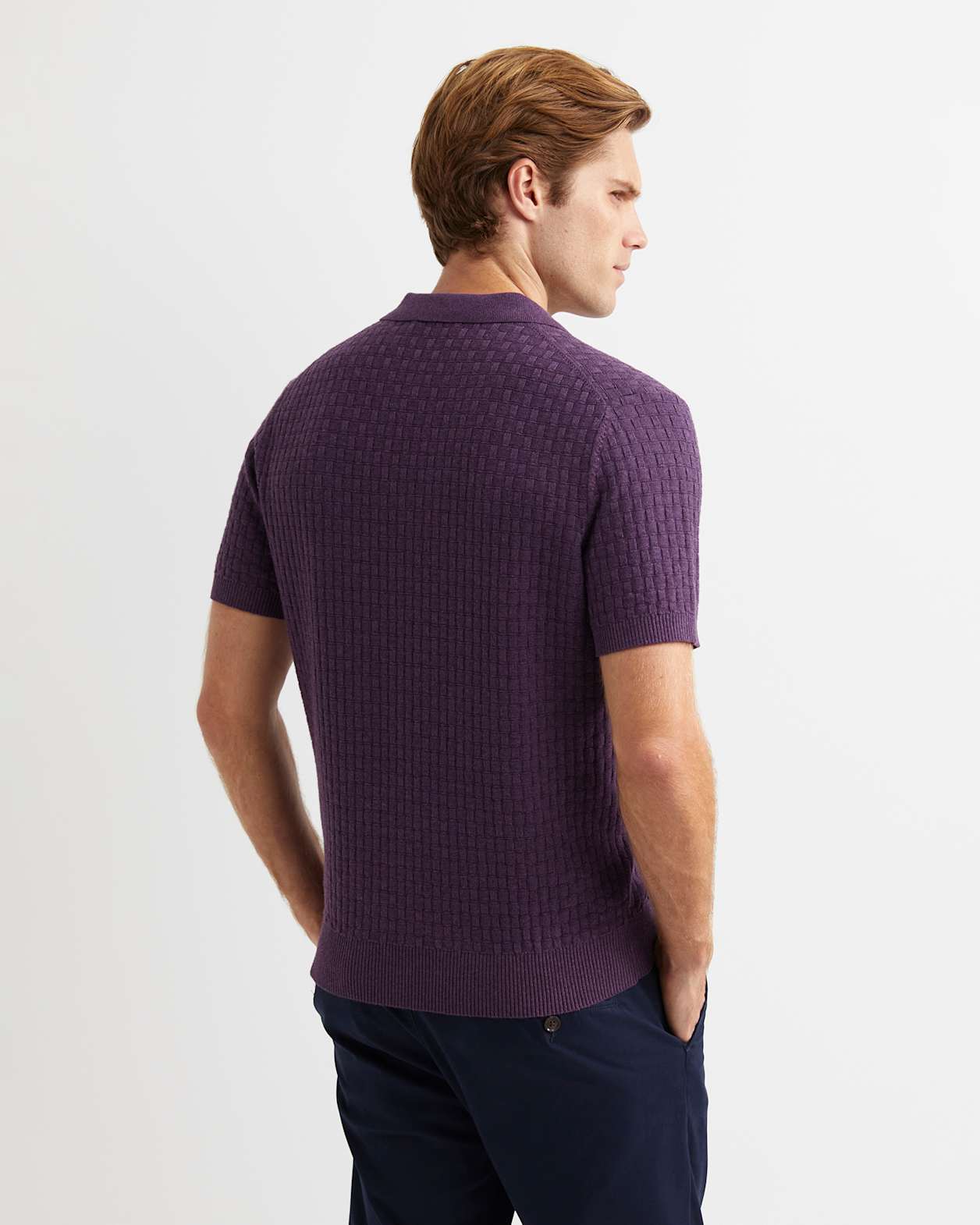 Bryant Knitted Polo in DARK PURPLE