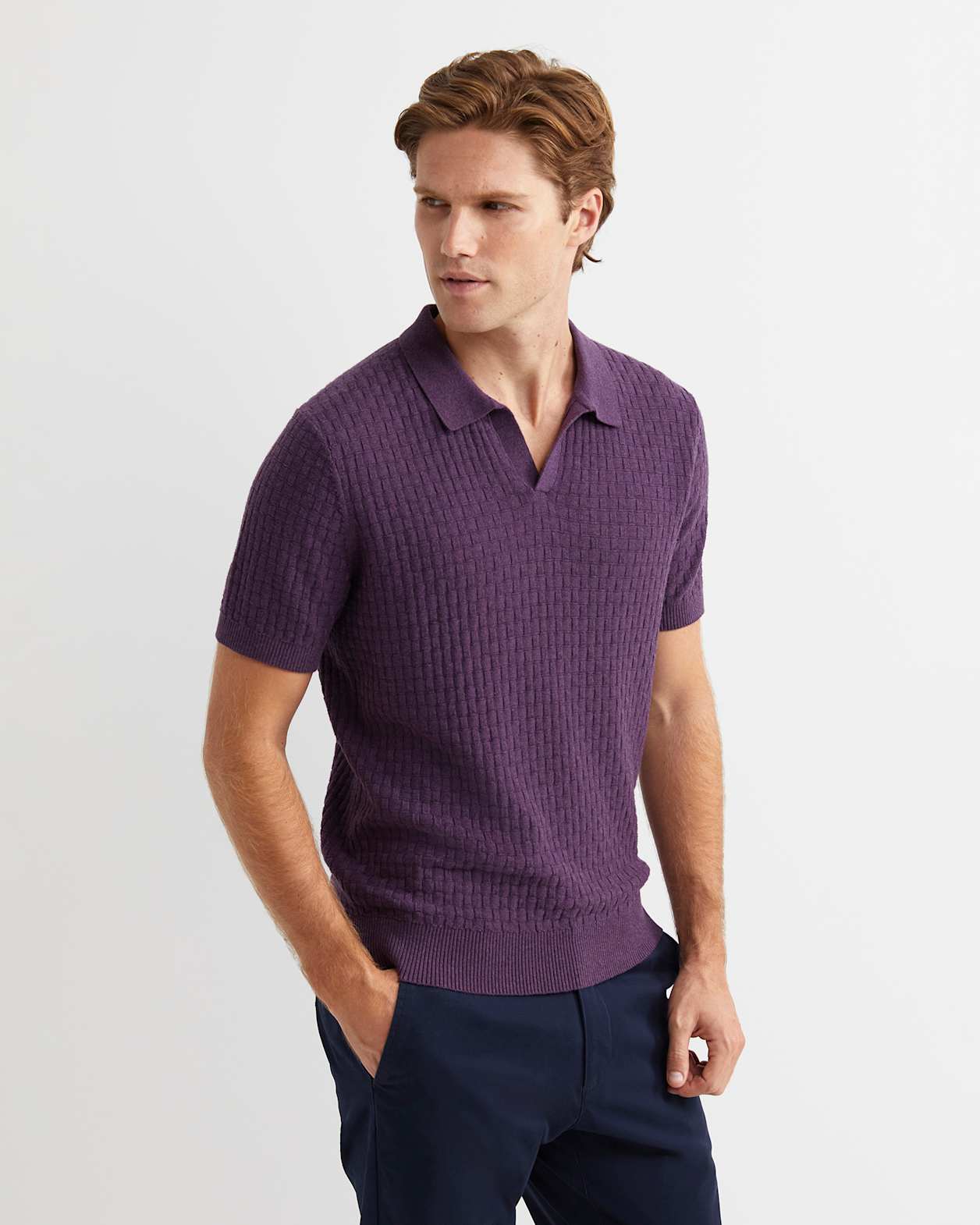 Bryant Knitted Polo in DARK PURPLE
