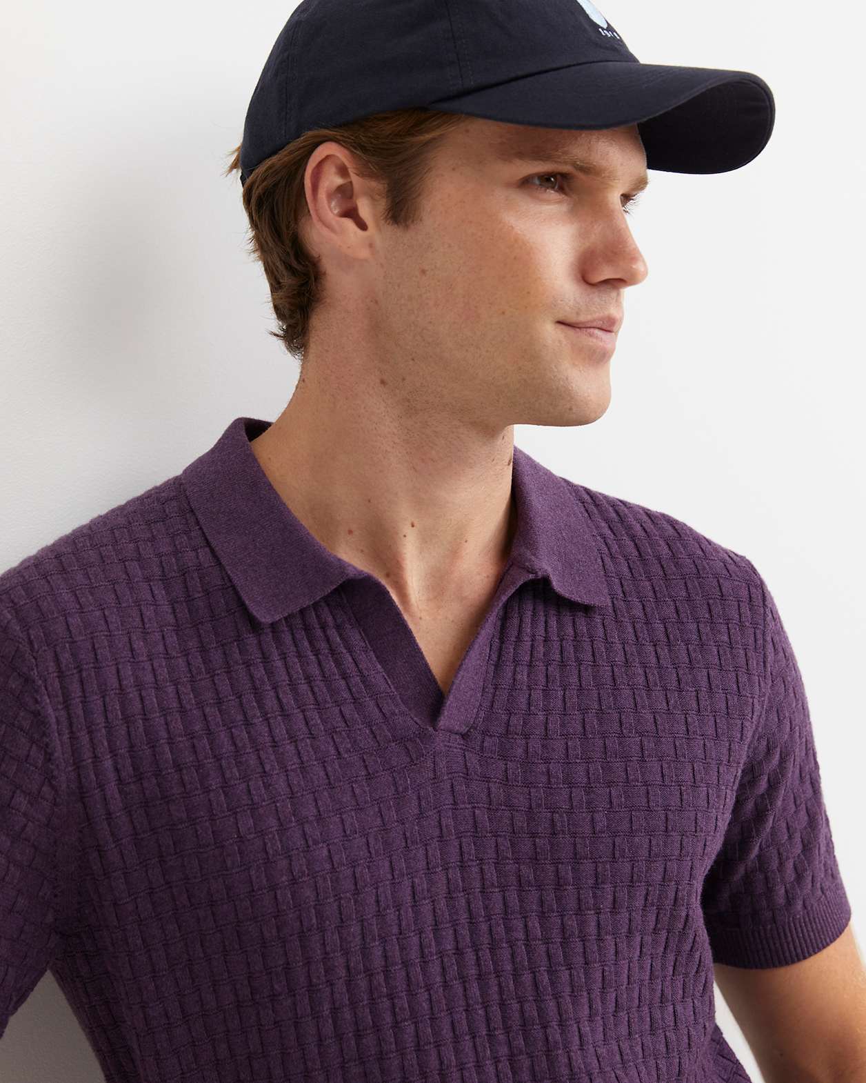 Bryant Knitted Polo in DARK PURPLE