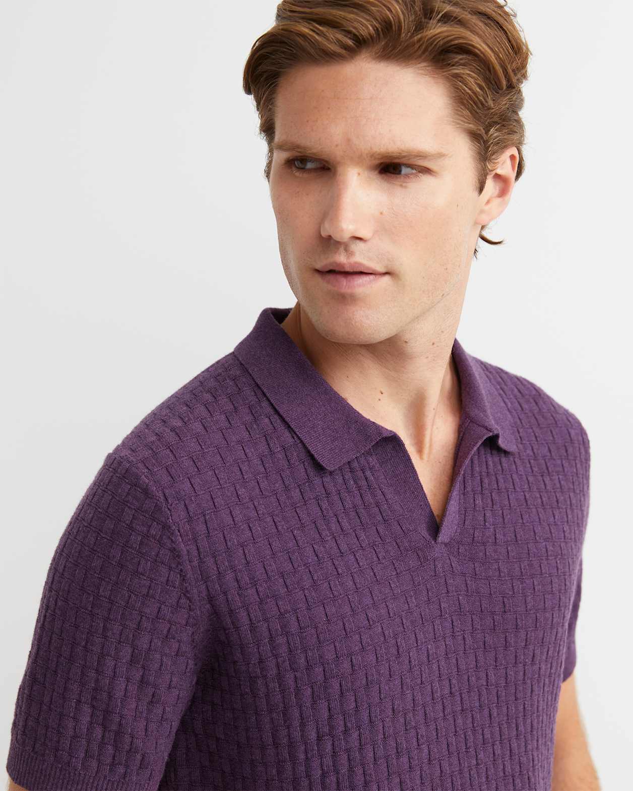 Bryant Knitted Polo in DARK PURPLE