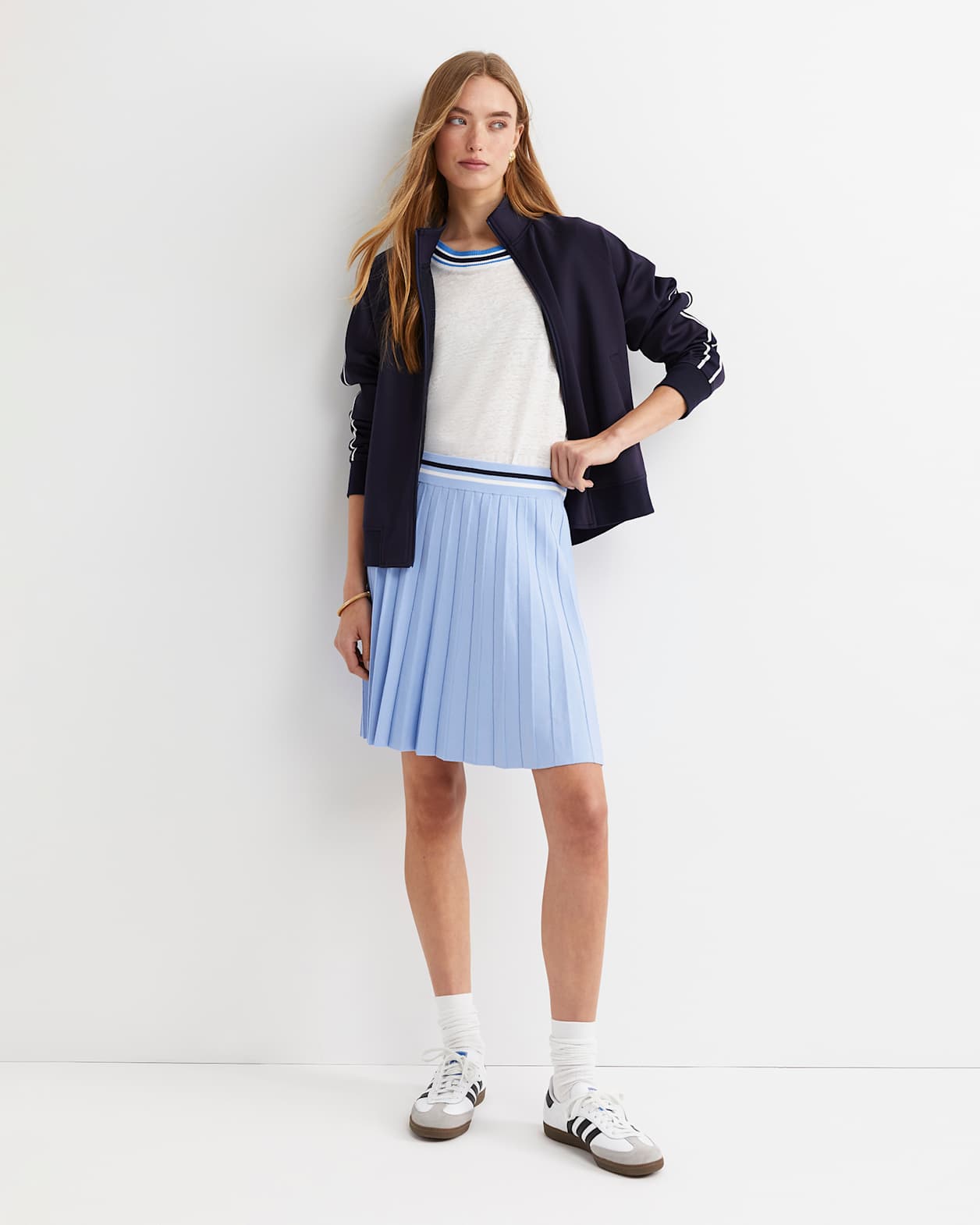 Tonia Rib Neck Short Sleeve Tee in WHITE/MULTI