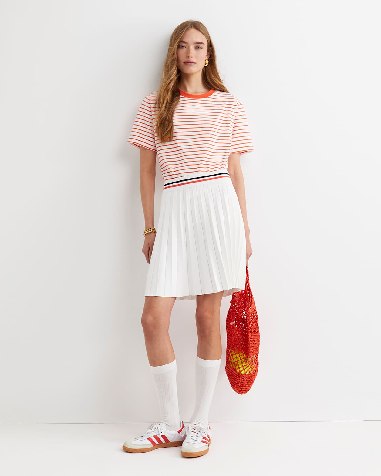 Amanda Stripe Short Sleeve Tee in ORANGE/WHITE