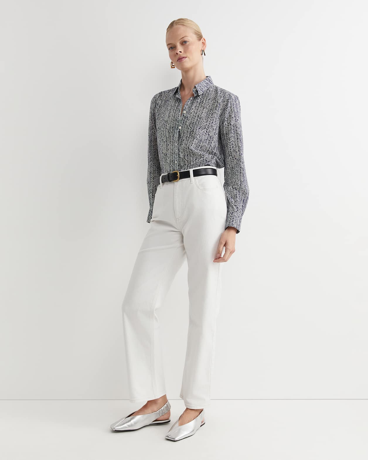 Harriet Cotton Silk Shirt in NAVY MULTI