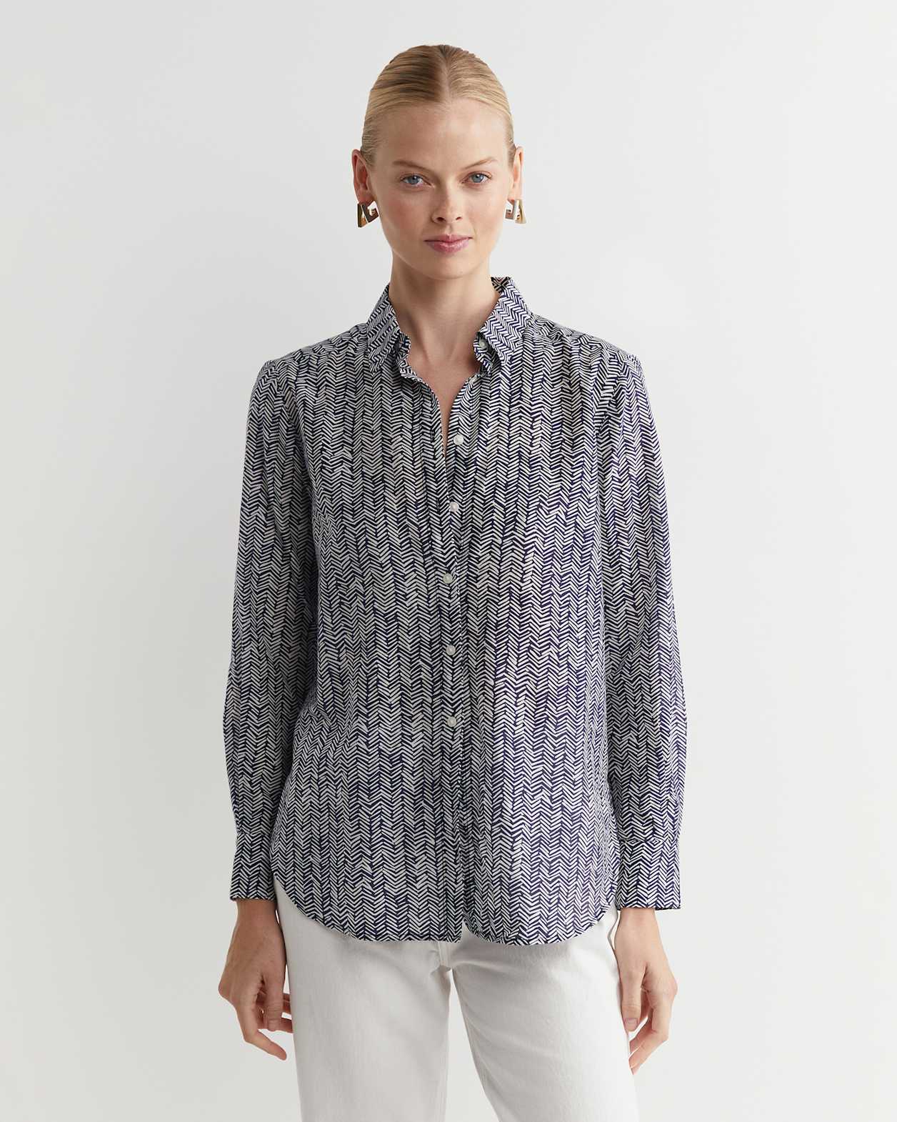 Harriet Cotton Silk Shirt in NAVY MULTI