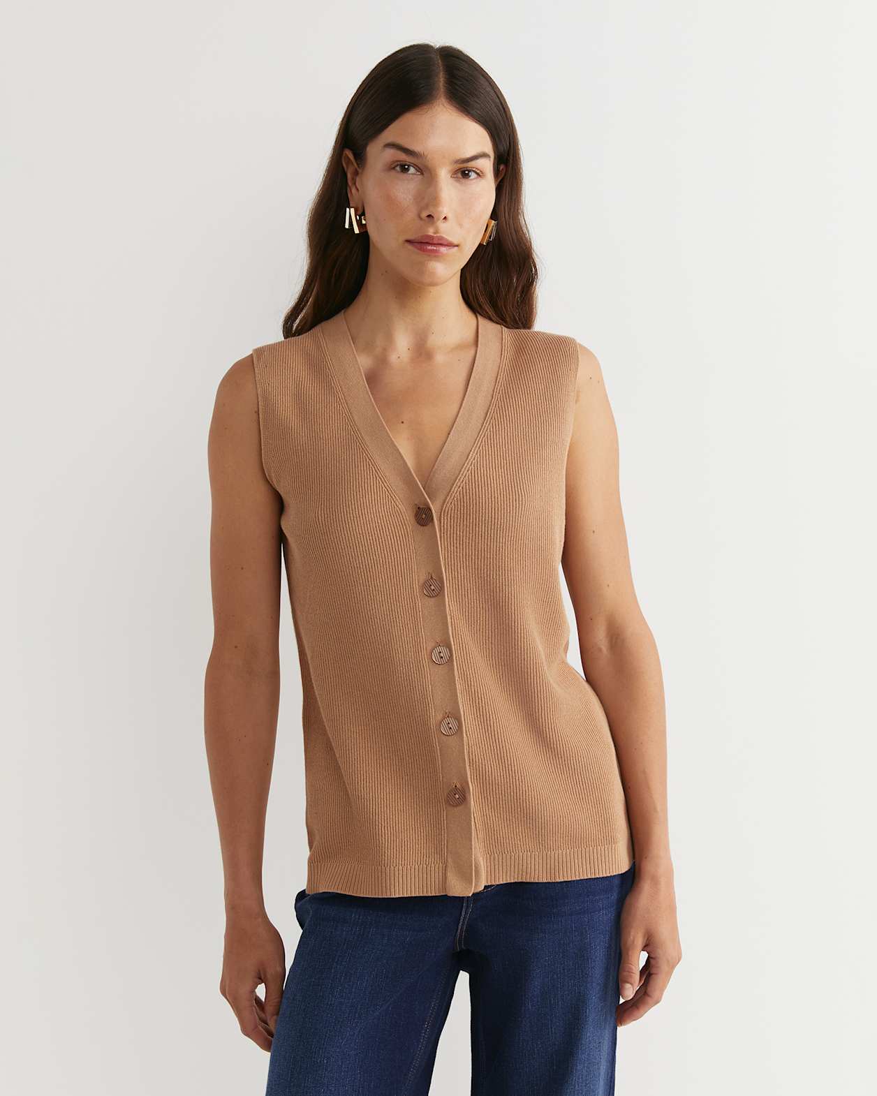 Becky Cotton Vest in TAN