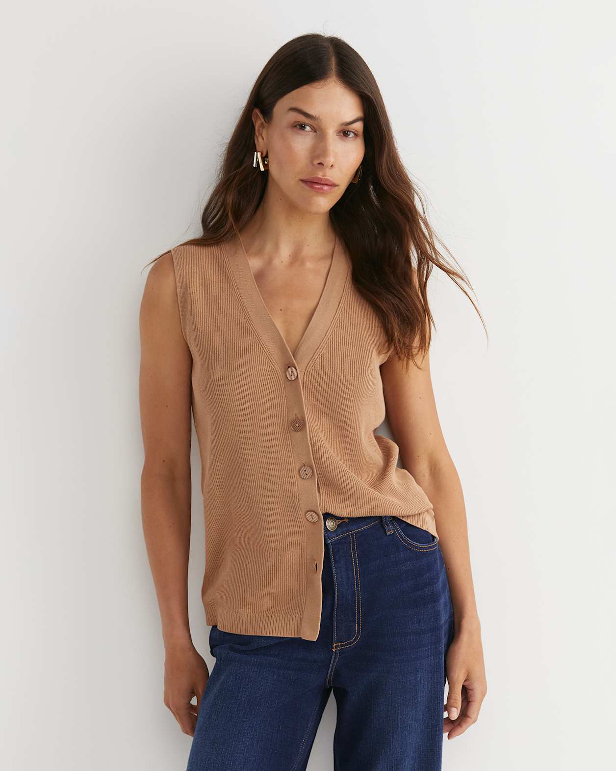 Becky Cotton Vest in TAN