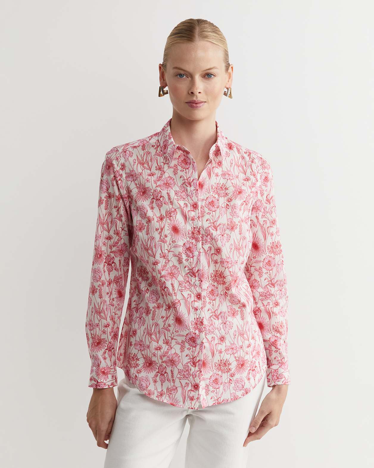 Muse Liberty Long Sleeve Shirt in WHITE/PINK