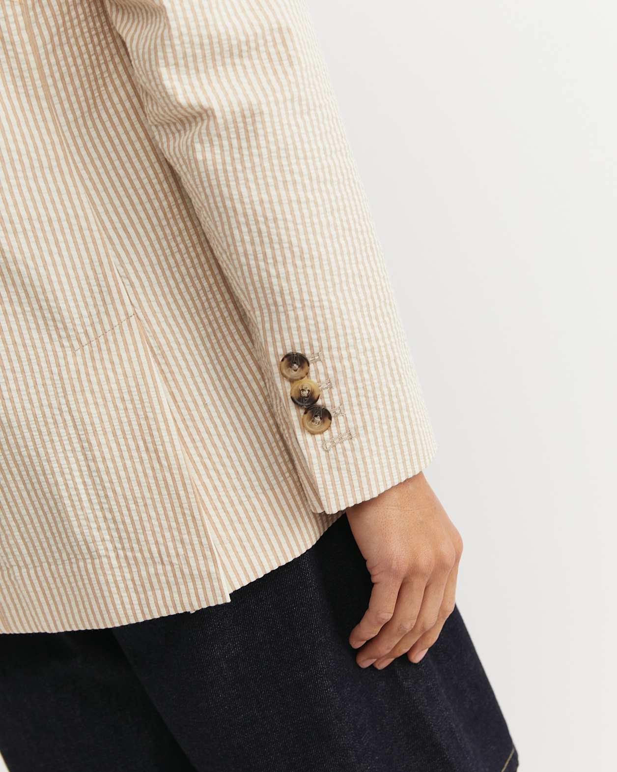 Nikoo Stripe Jacket in TAN/WHITE